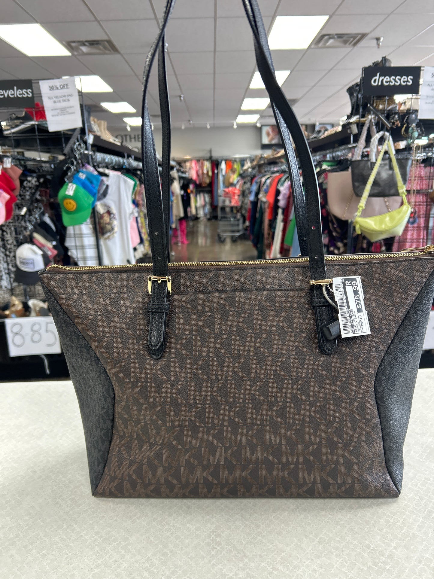Tote Designer By Michael Kors In Black & Brown, Size:Medium