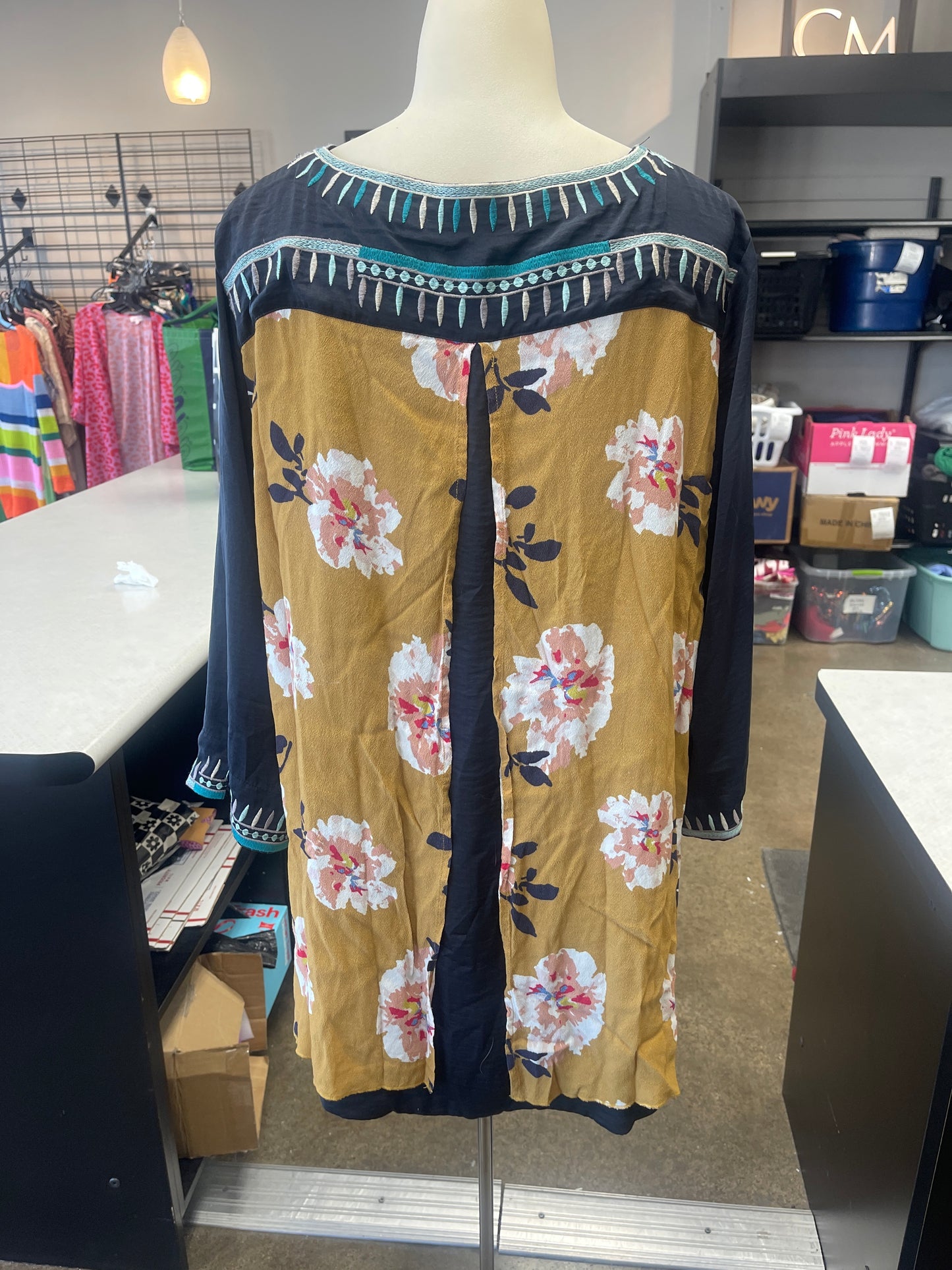 Top Ls By John Mark In Blue & Yellow, Size:Xl