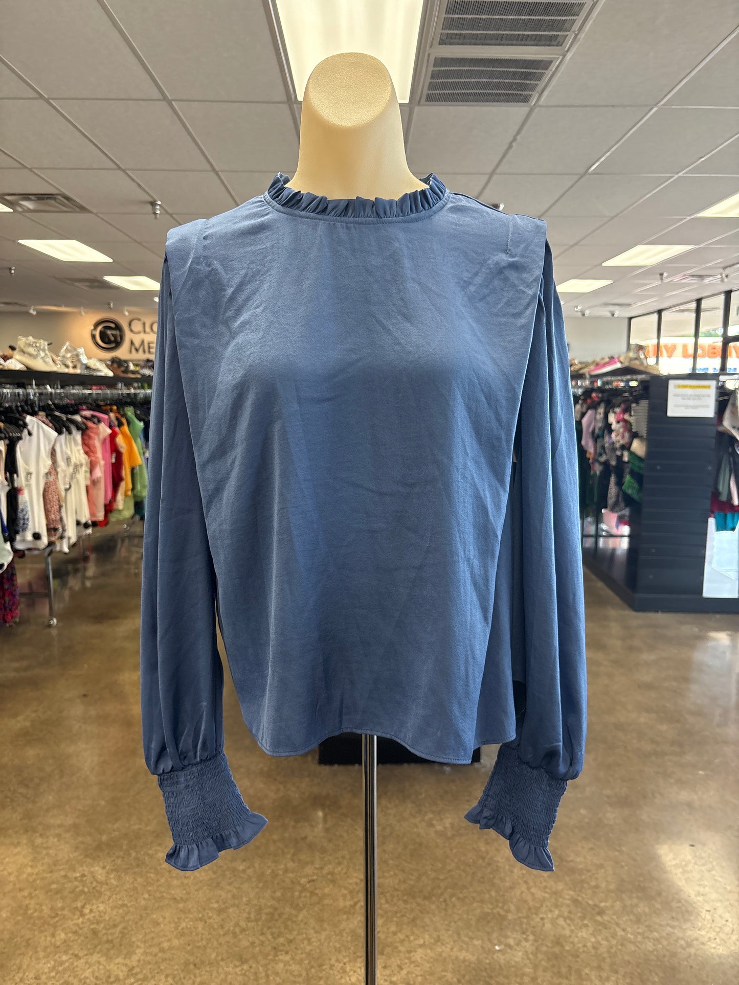 Blouse Ls By Clothes Mentor In Blue, Size:S