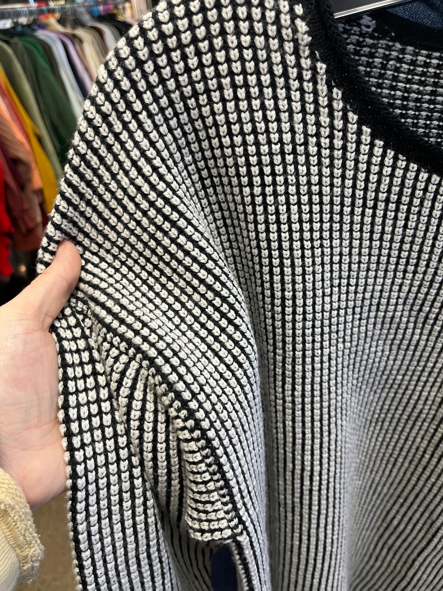 Top Long Sleeve By Eileen Fisher In Black & Cream, Size: Sp