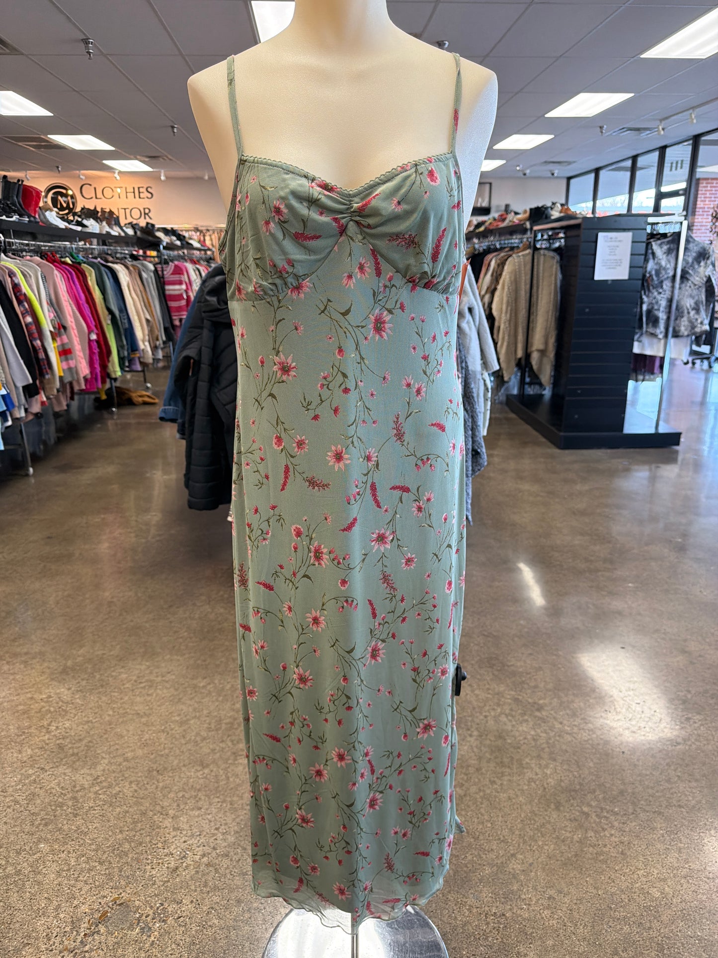Dress Casual Midi By Clothes Mentor In Green & Pink, Size:Xl