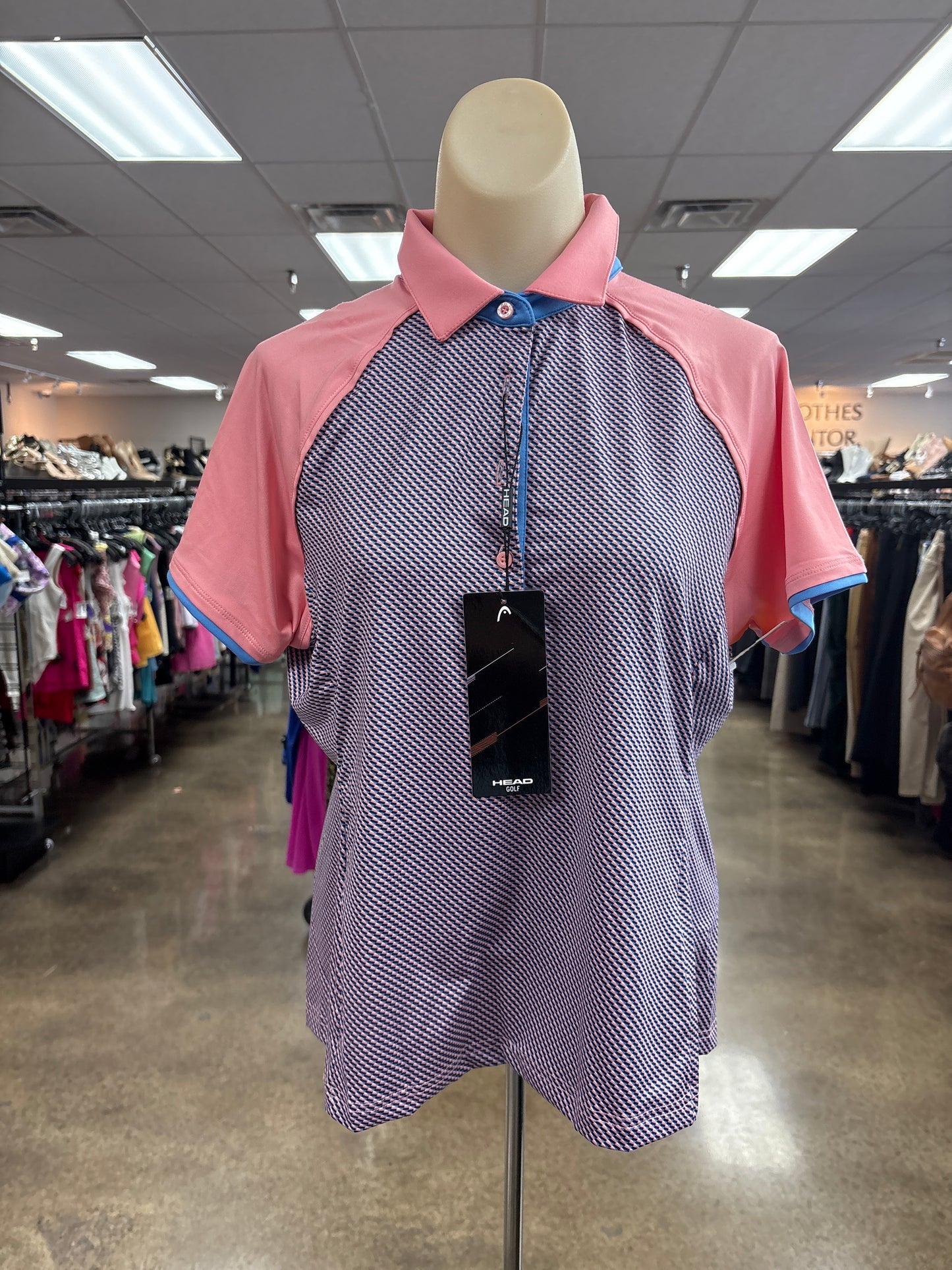 Athletic Top Ss By Head In Blue & Pink, Size:M