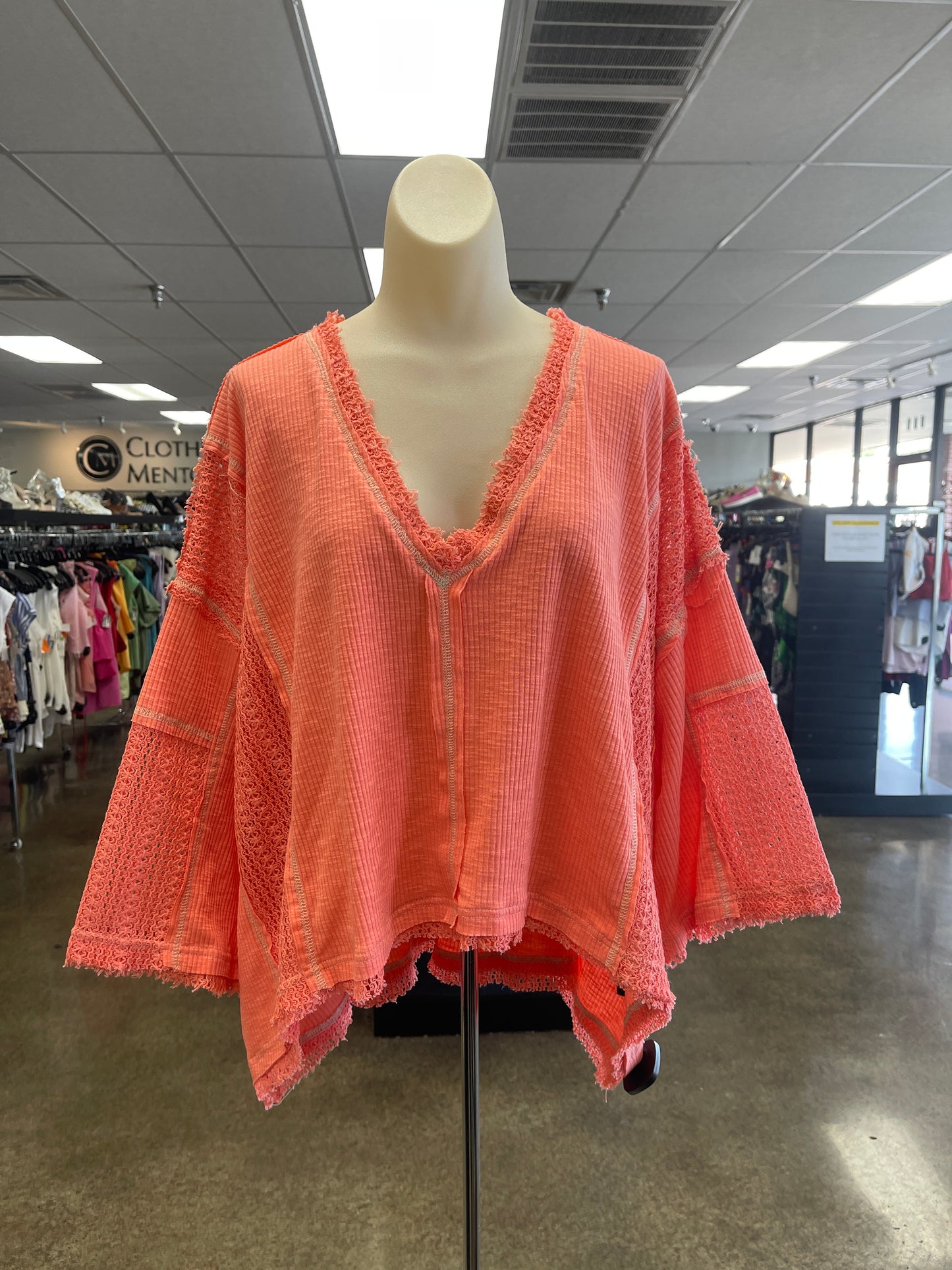 Top Ls By Pol In Coral, Size:M