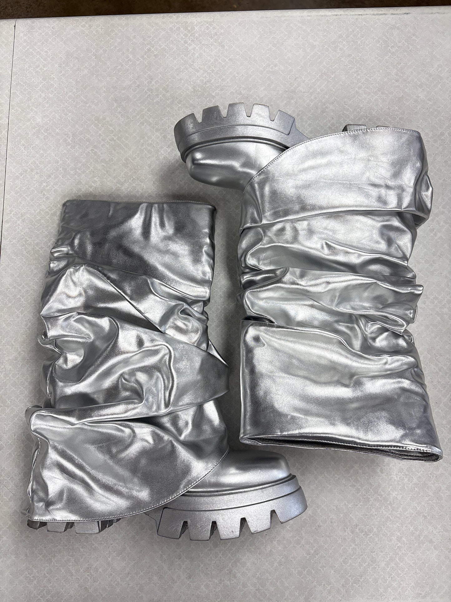 Boots Ankle Flats By Azalea Wang In Silver, Size:7