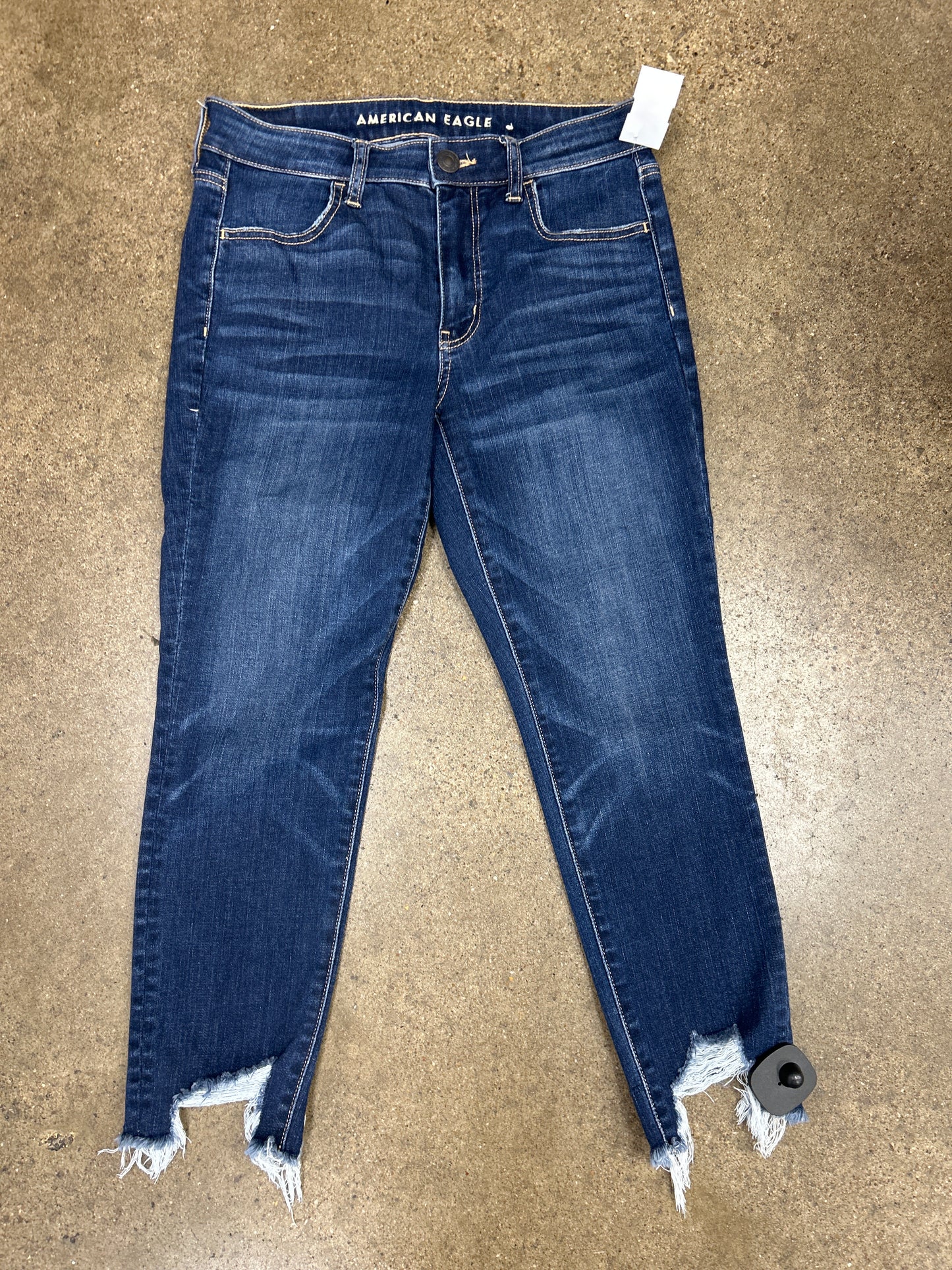 Jeans Skinny By American Eagle In Blue Denim, Size:8short