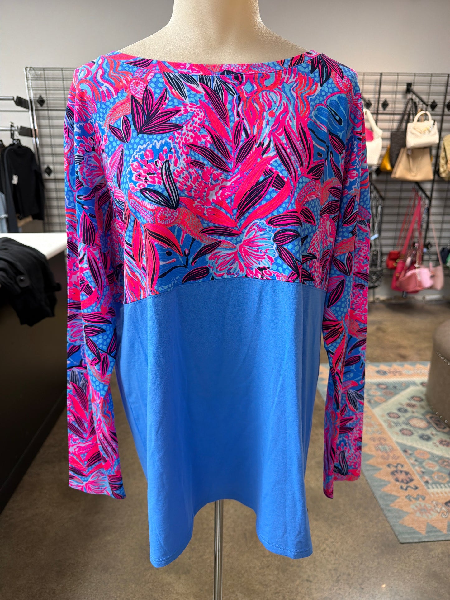 Top Ls Designer By Lilly Pulitzer In Blue & Pink, Size:L