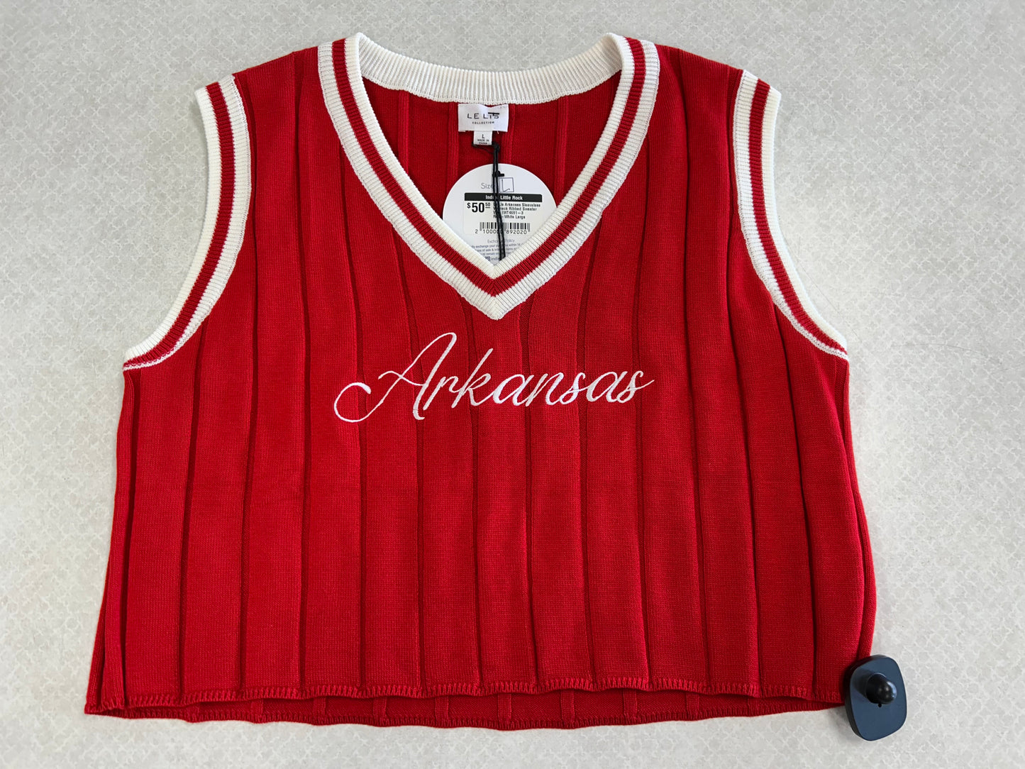 TOP SLEEVELESS by LE LIS In RED & WHITE, Size: L