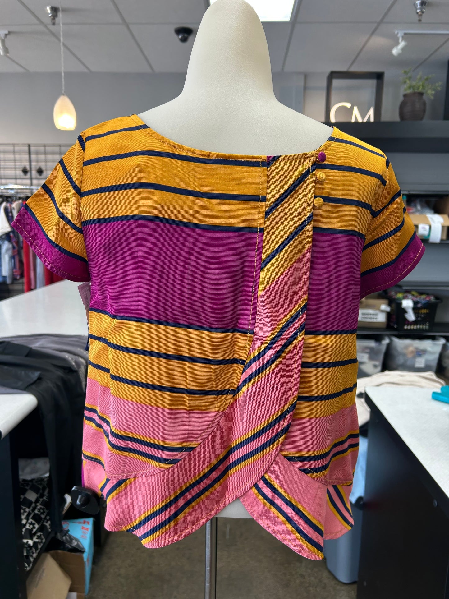 Top Ss By Maeve In Pink & Yellow, Size:Xs