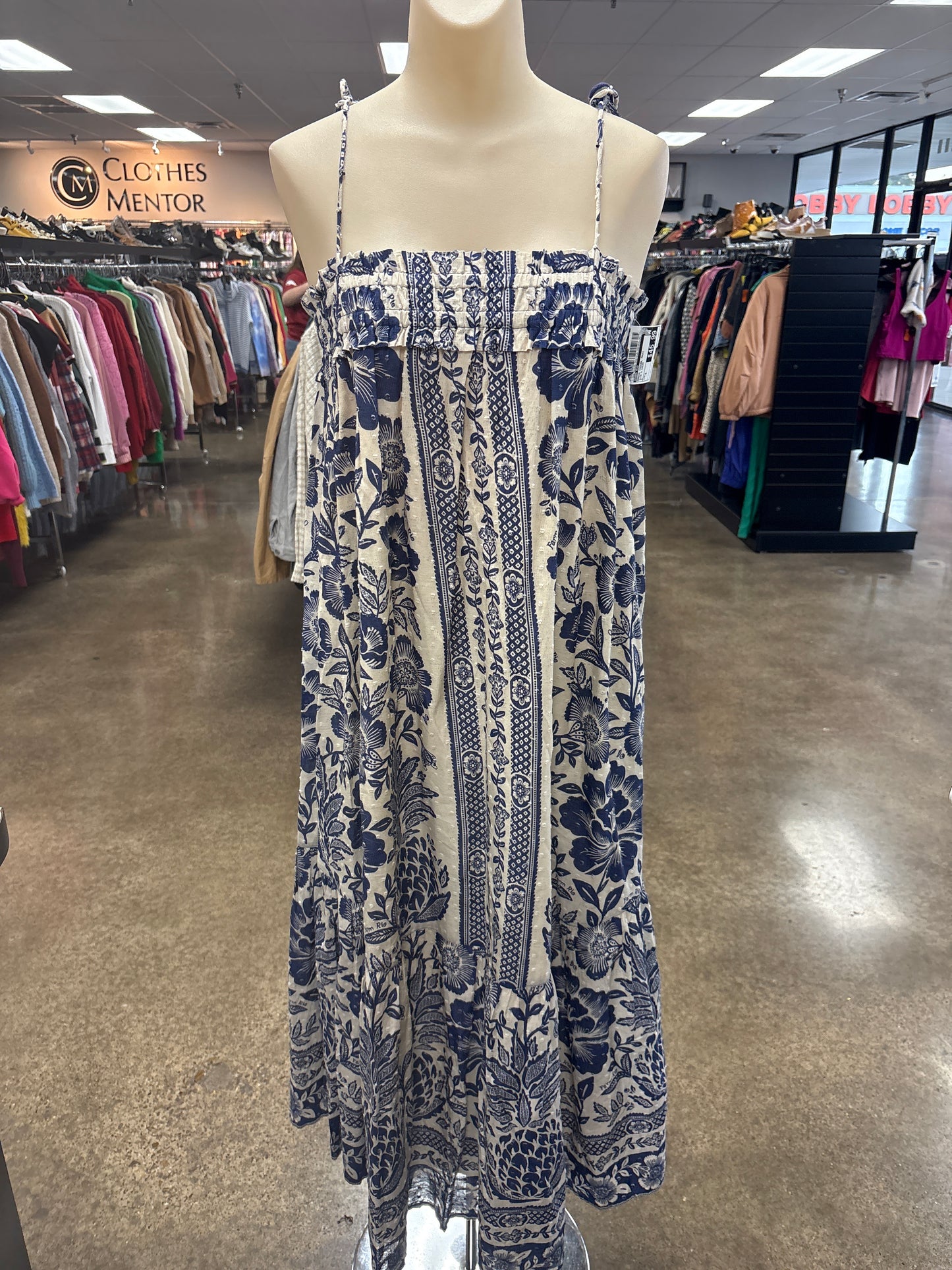 Dress Casual Maxi By Farm Rio In Blue & Cream, Size:S