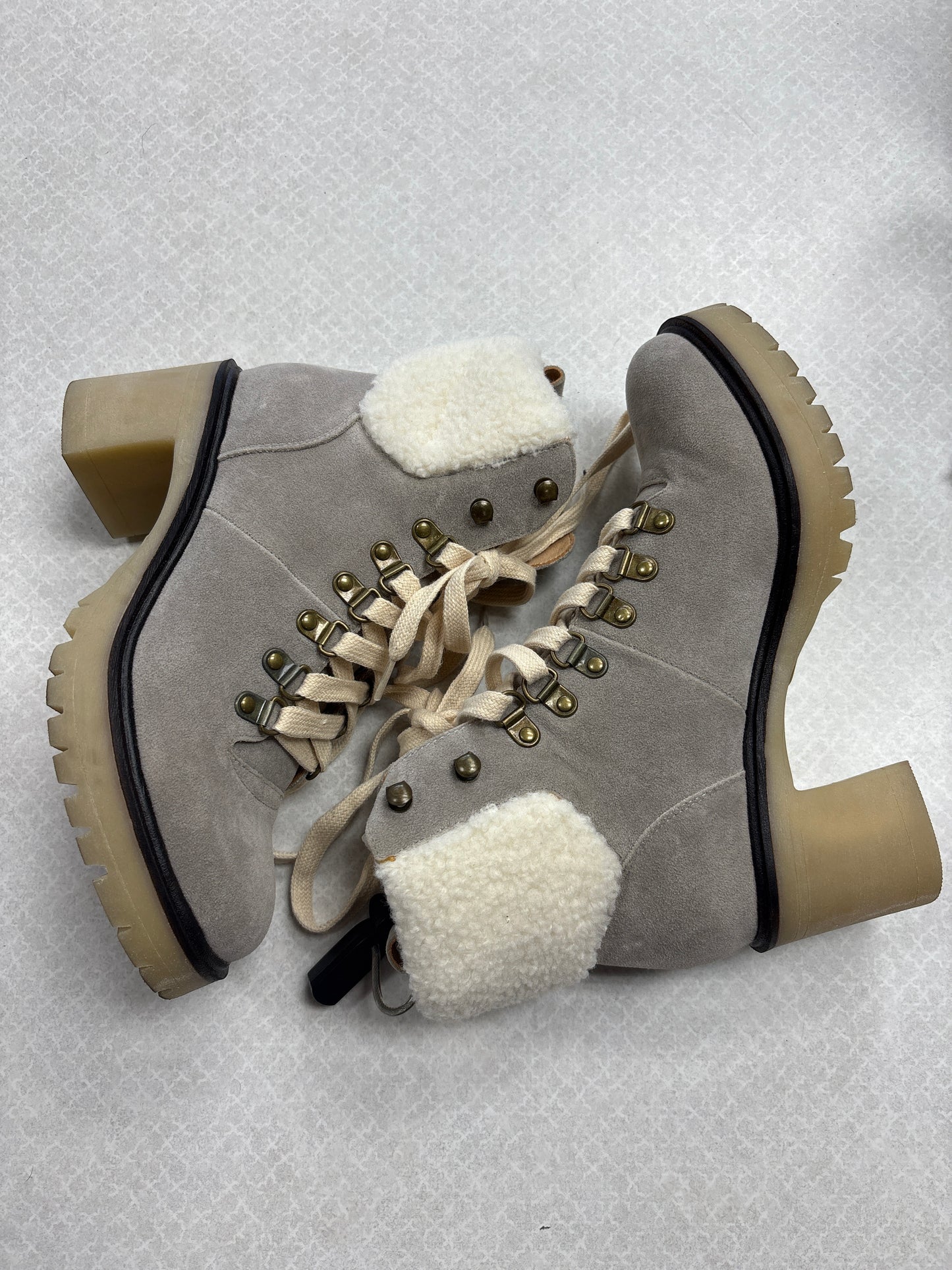 Boots Ankle Heels By Clothes Mentor In Grey, Size:6