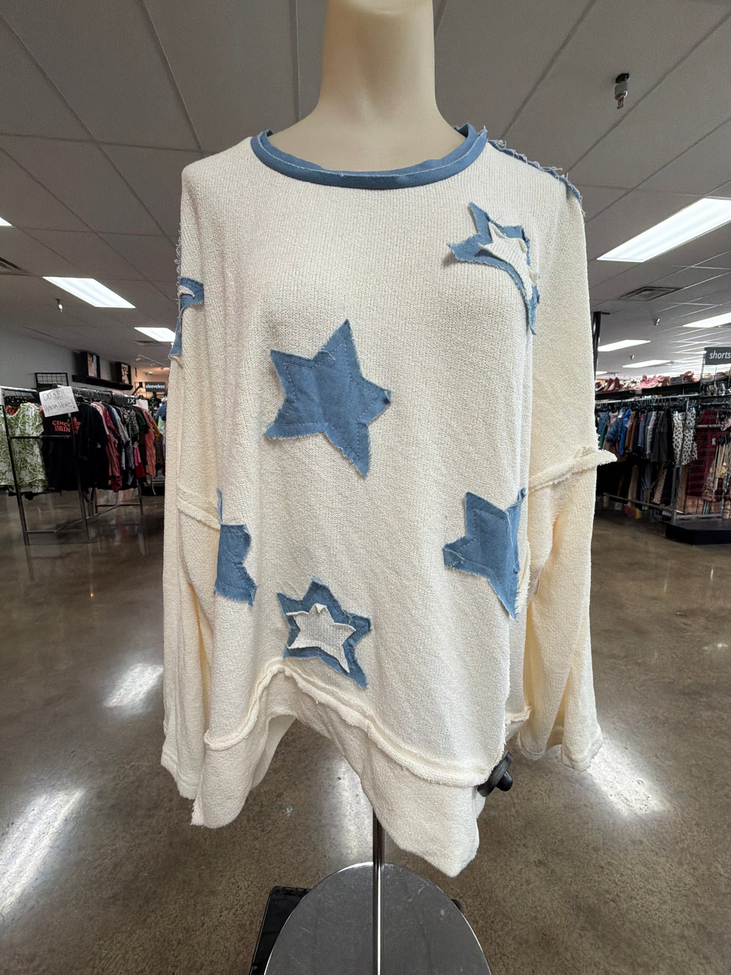 Top Ls By Pol In Blue & White, Size:S