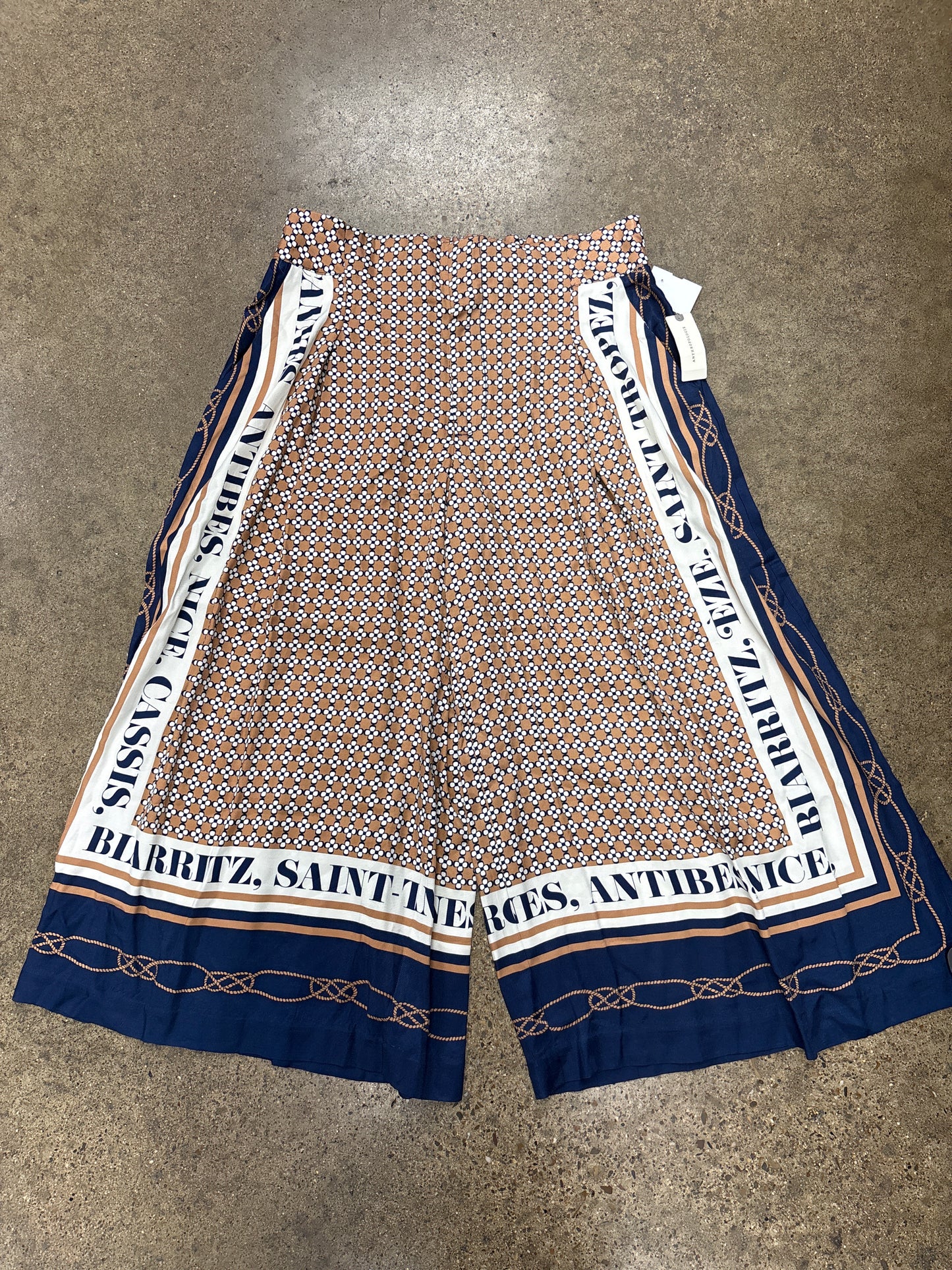 Pants Wide Leg By Maeve In Blue & Tan, Size:M
