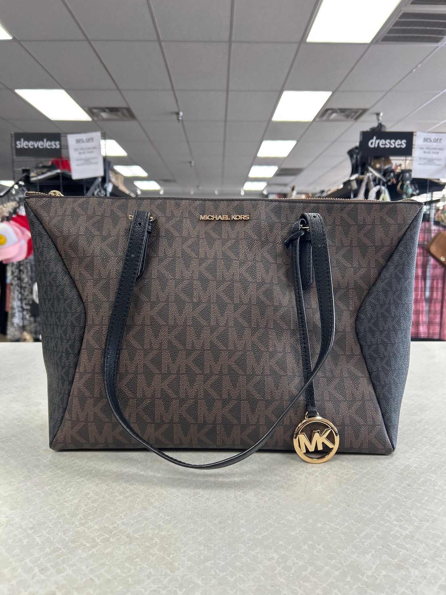 Tote Designer By Michael Kors In Black & Brown, Size:Medium