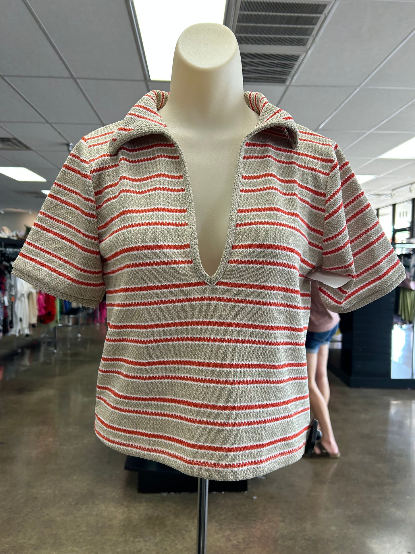 Top Ss By Zara In Red & Tan, Size:S