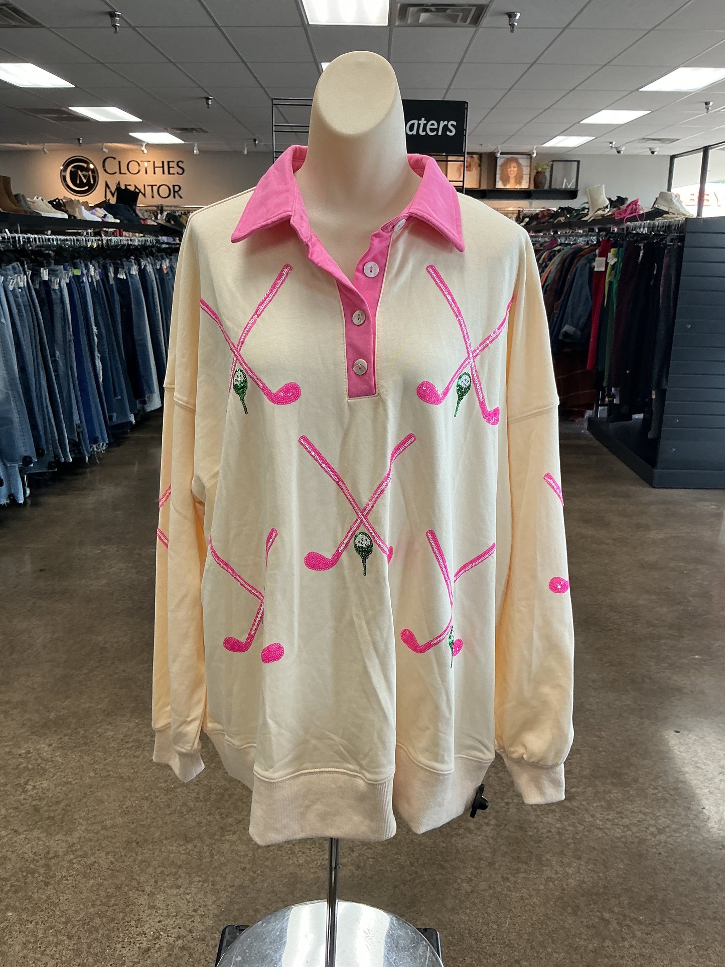 Top Ls By Fantastic Fawn In Cream & Pink, Size:M