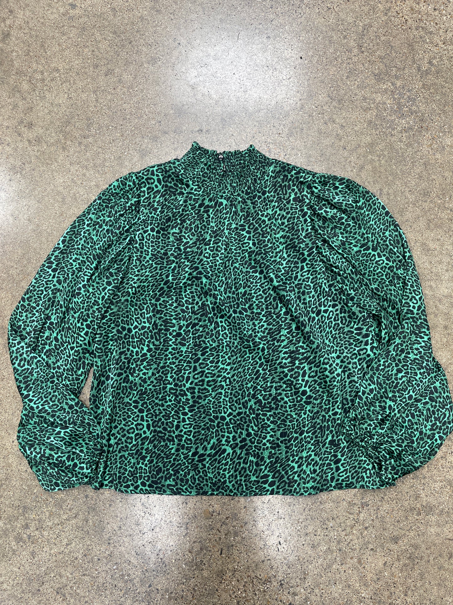 Blouse Ls By Sugar Lips In Black & Green, Size:M