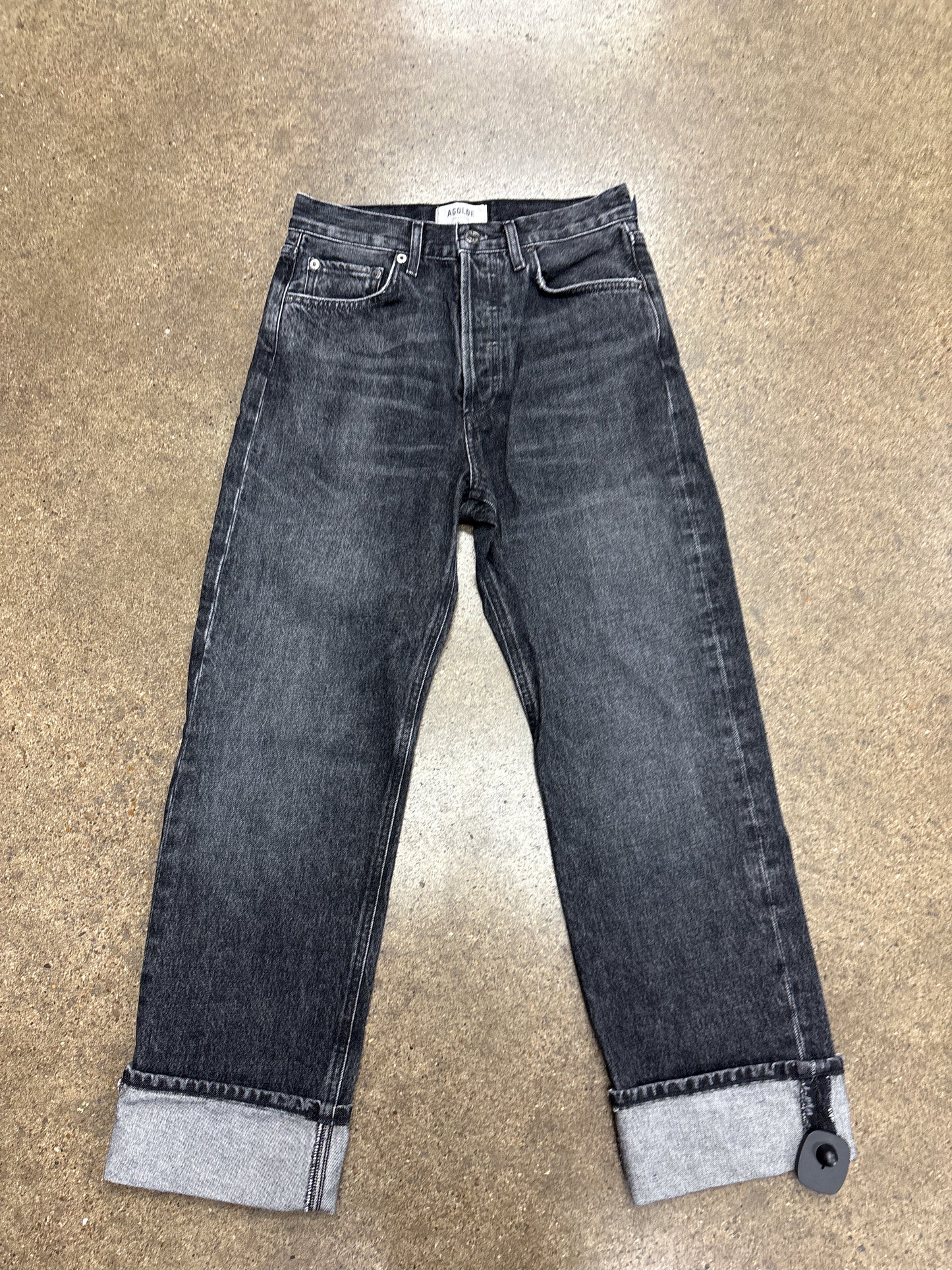 Jeans Straight By Agolde In Black Denim, Size:2