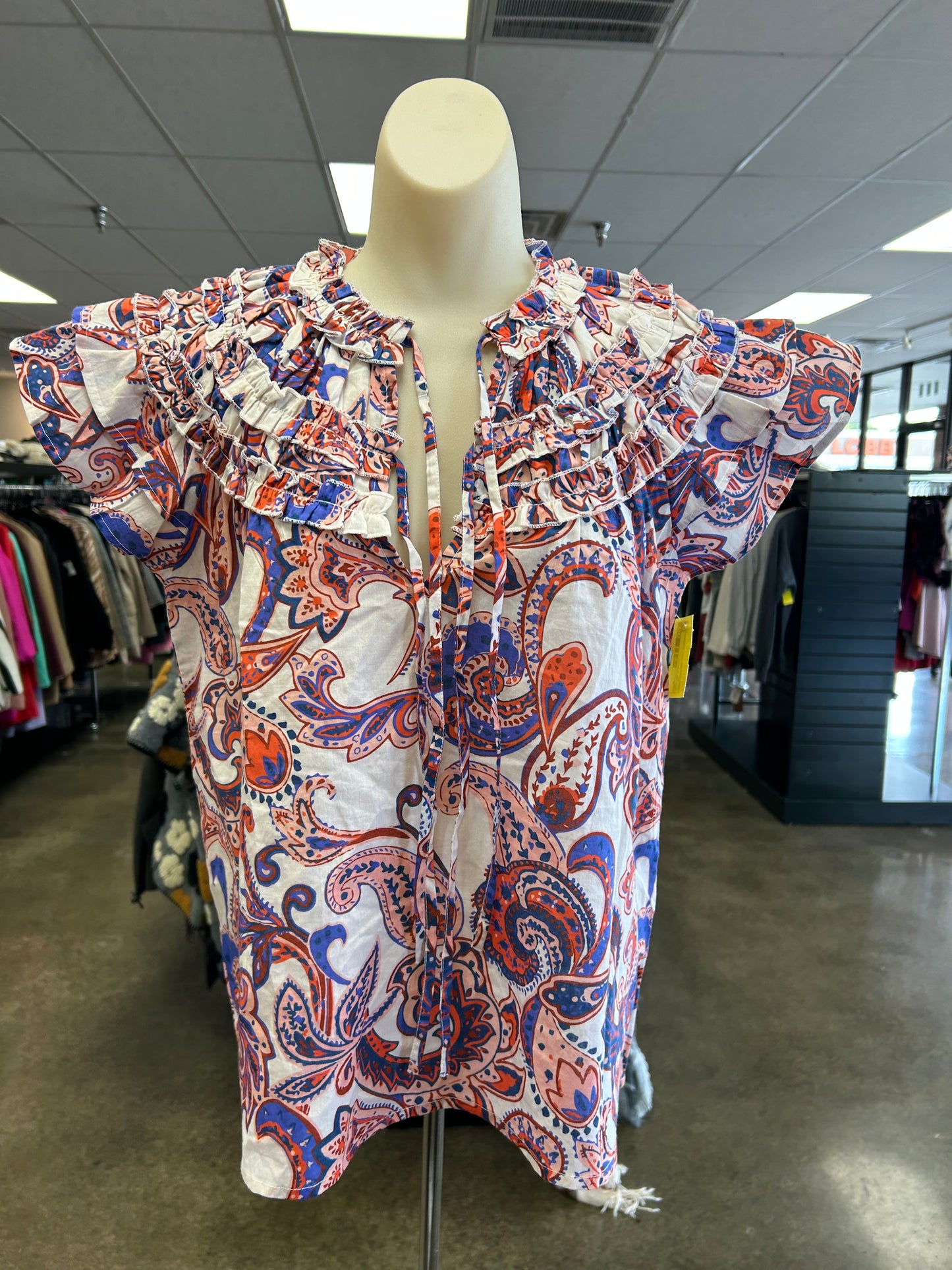 Top Ss By Clothes Mentor In Blue Red & White, Size:M