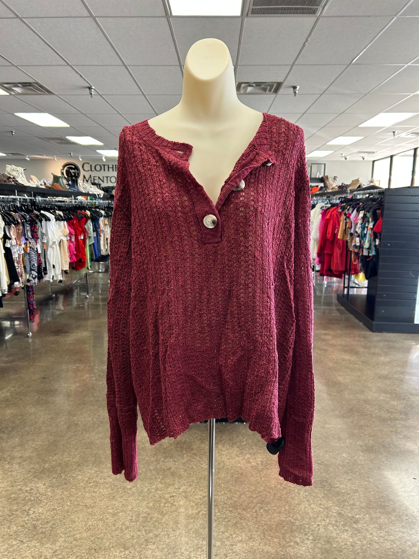 Sweater By Andree By Unit In Red, Size:1X