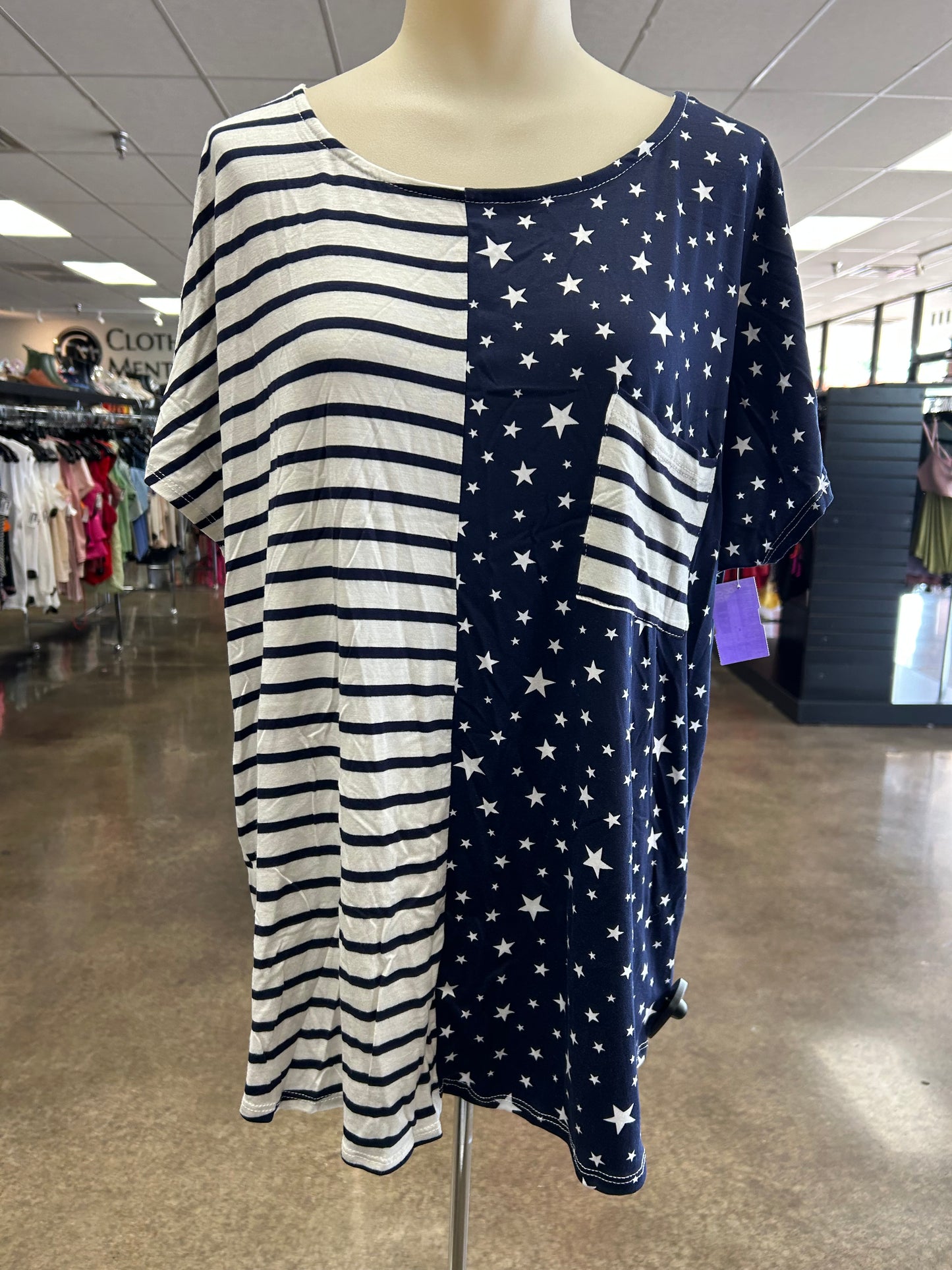 Top Ss By Sew In Love In Blue & White, Size:Xl