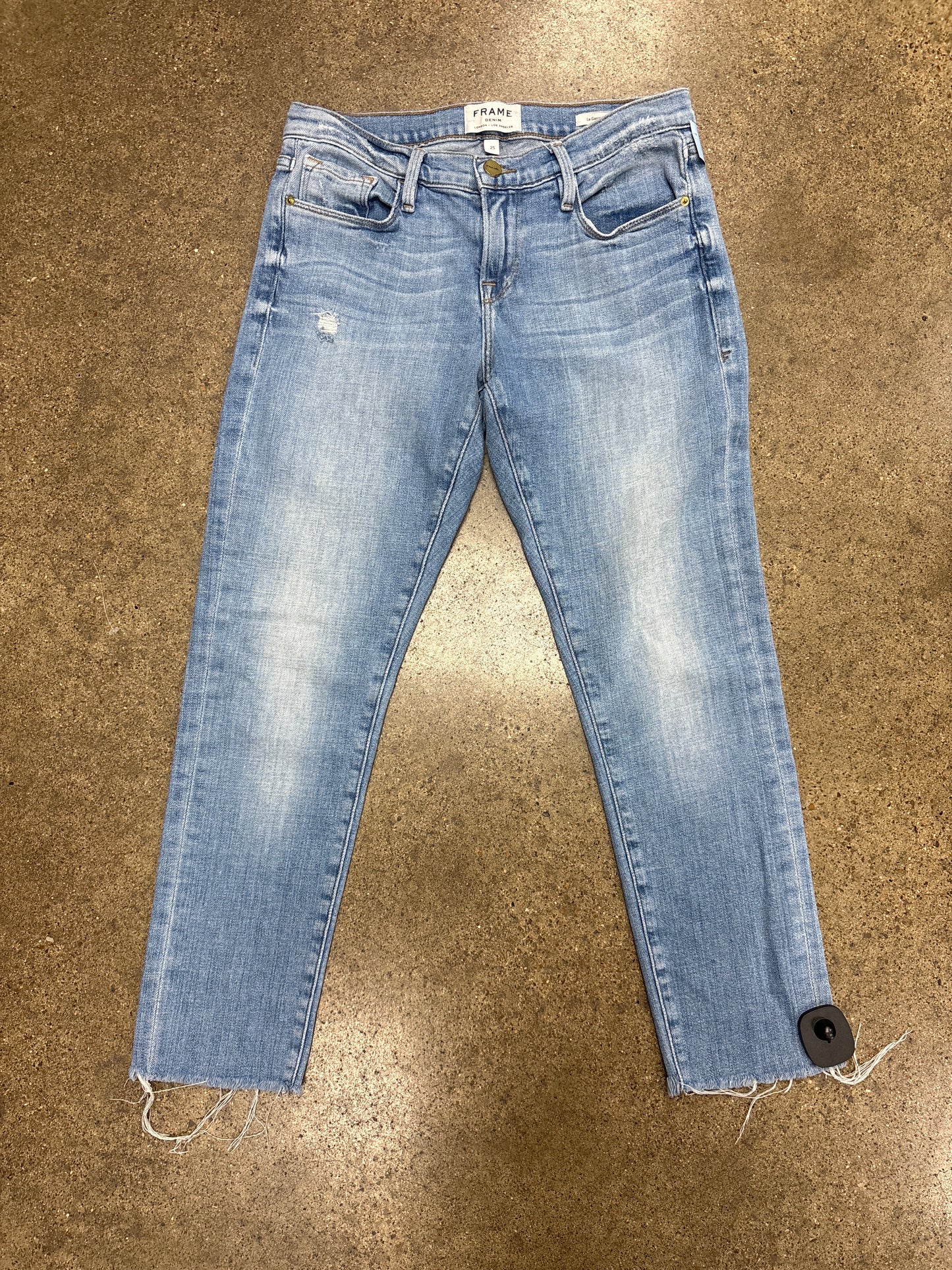 Jeans Cropped By Frame In Blue Denim, Size:2