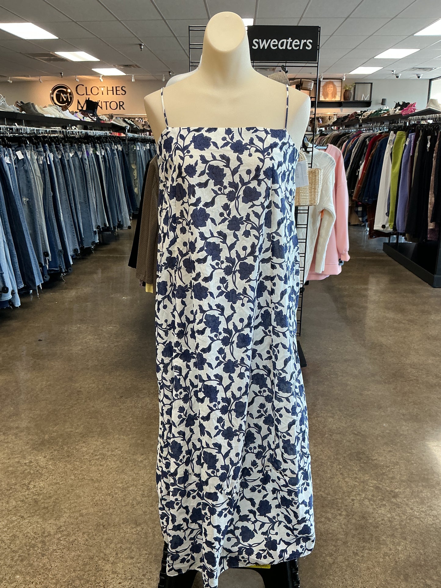Dress Casual Maxi By Zara In Blue & White, Size:M