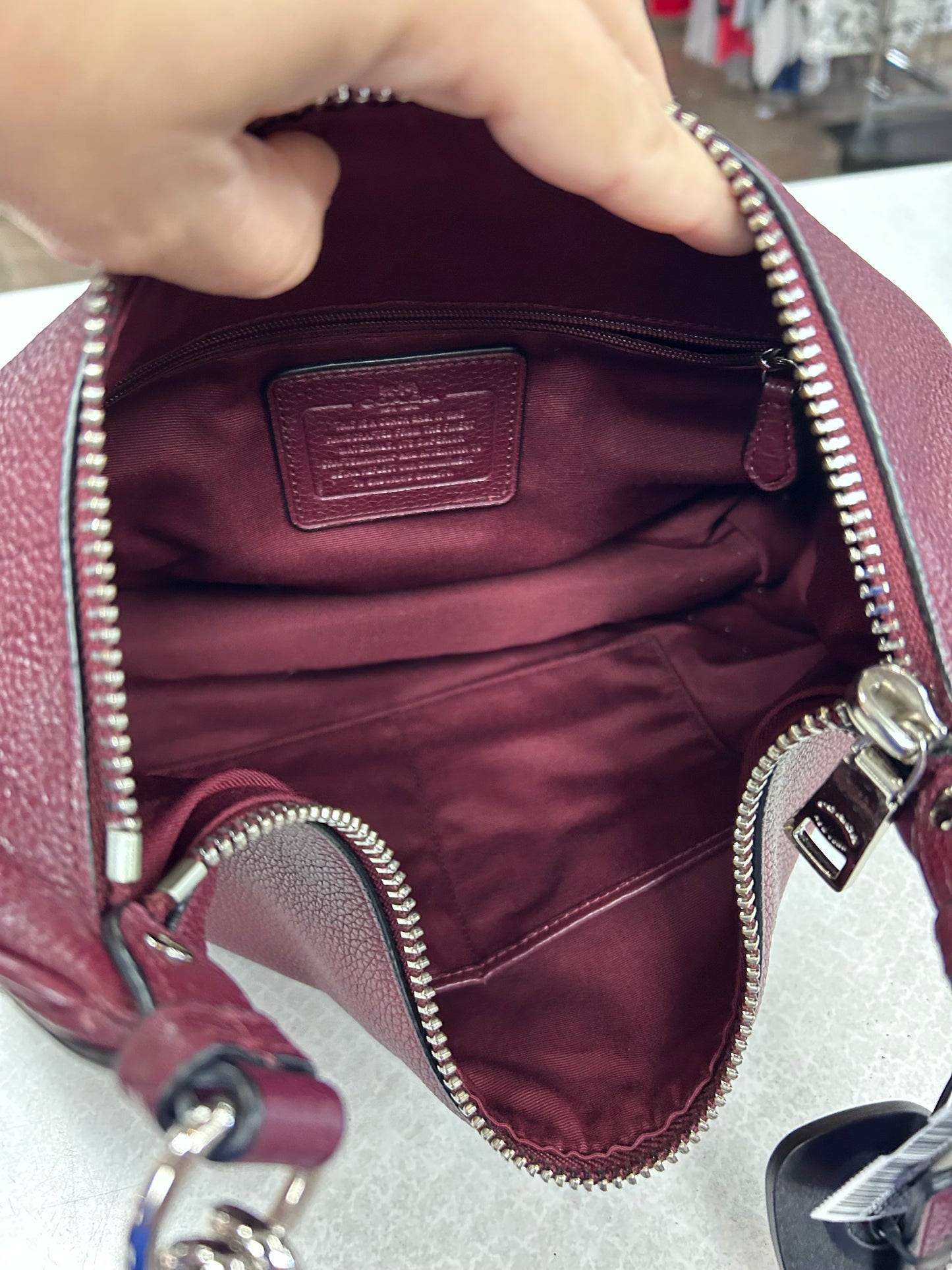 Crossbody Designer By Coach In Maroon, Size:Medium