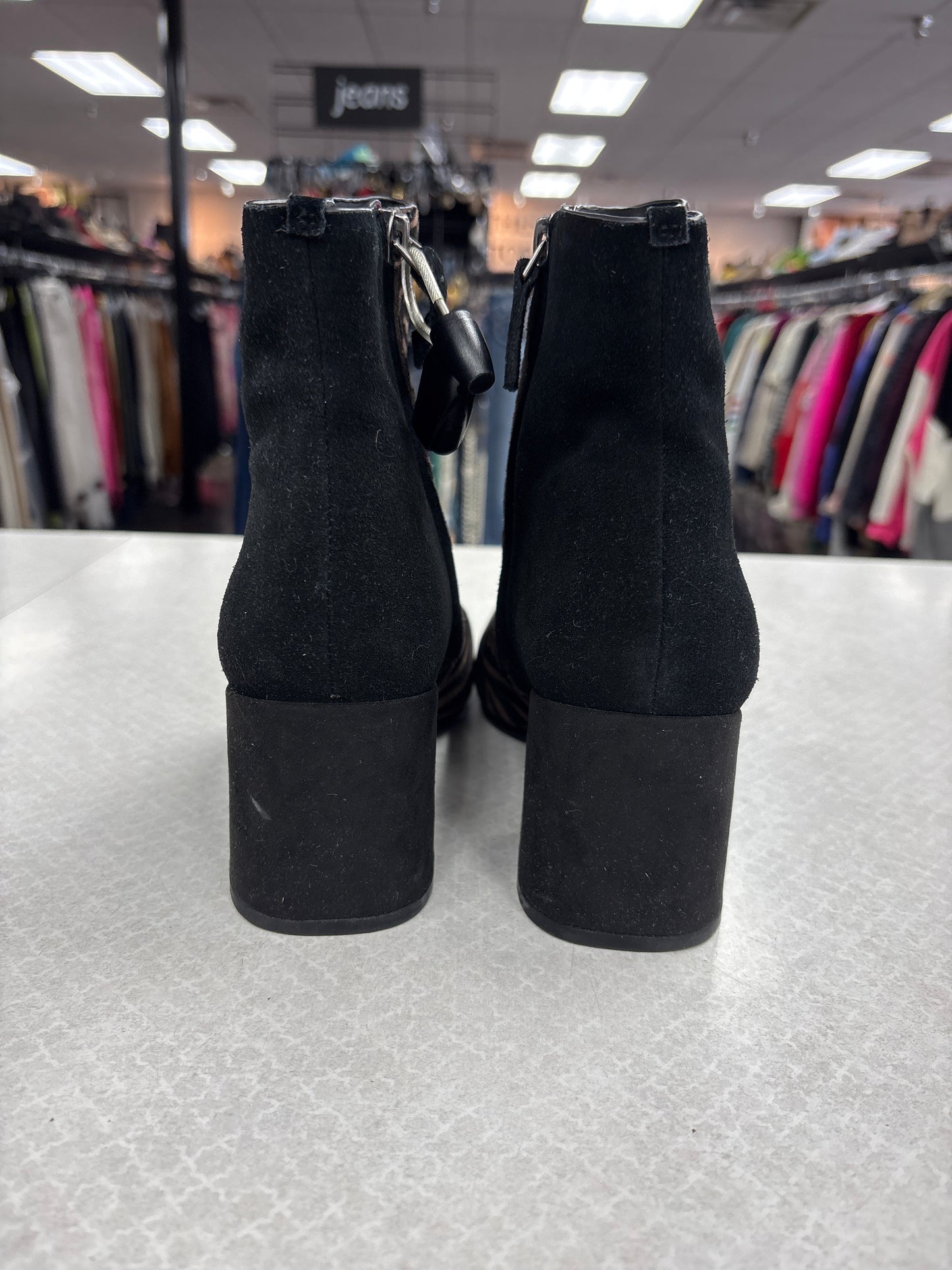 Boots Ankle Heels By Clothes Mentor In Black & Brown, Size:7.5