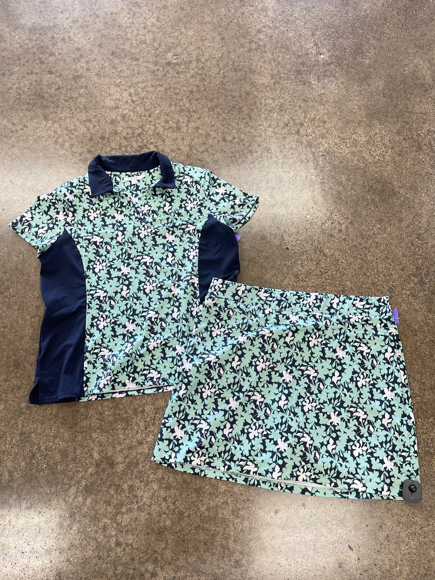 Athletic Shorts 2Pc By Chicos In Blue & Green, Size:L