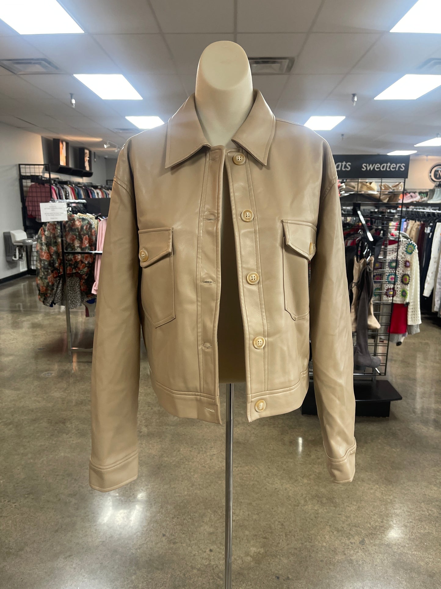 Jacket Shirt By Vici In Tan, Size:M