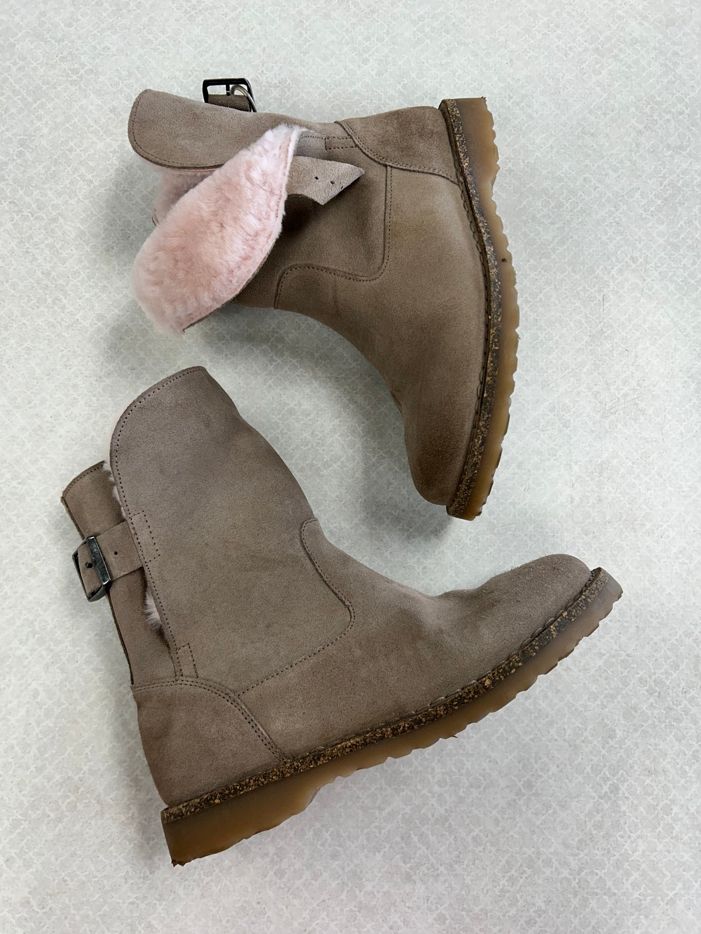 Boots Ankle Flats By Birkenstock In Taupe, Size:6