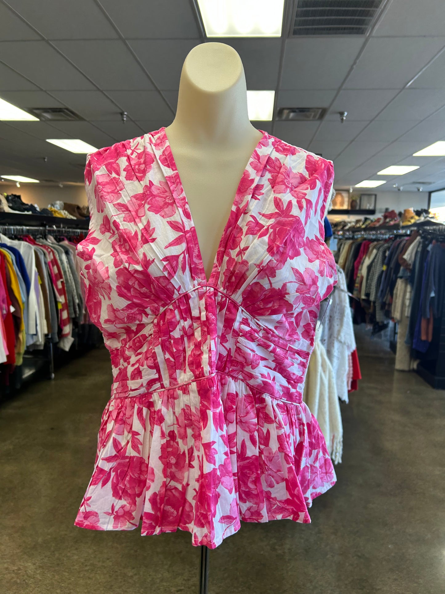 Top Sleeveless By Clothes Mentor In Pink & White, Size:L