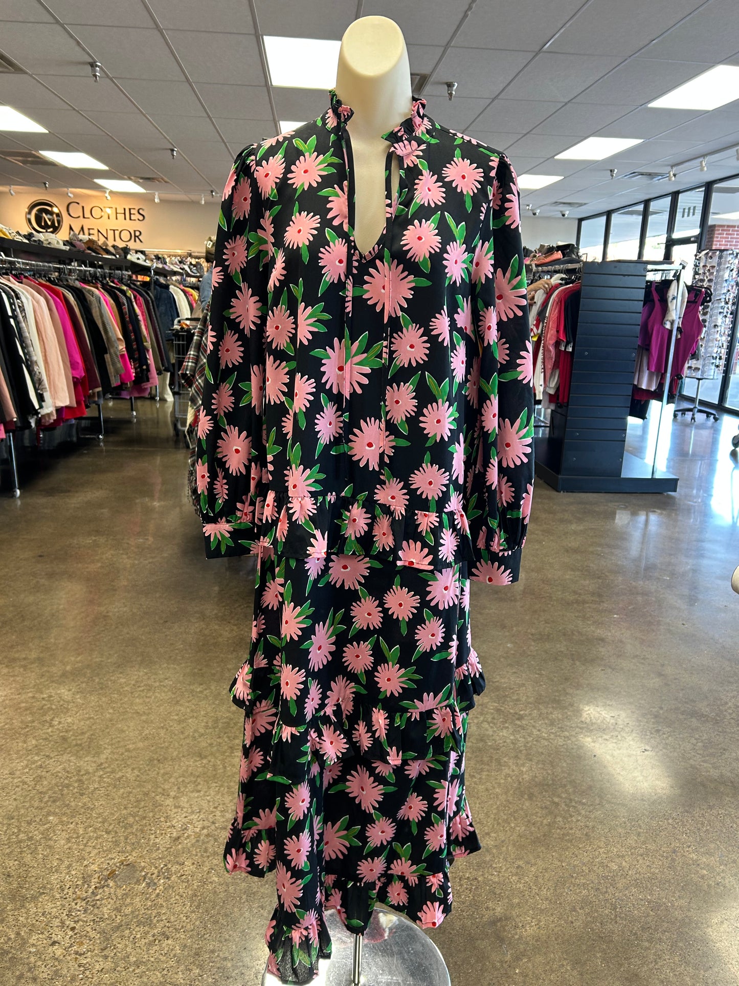 Dress Casual Maxi By New Look In Black & Green, Size:8