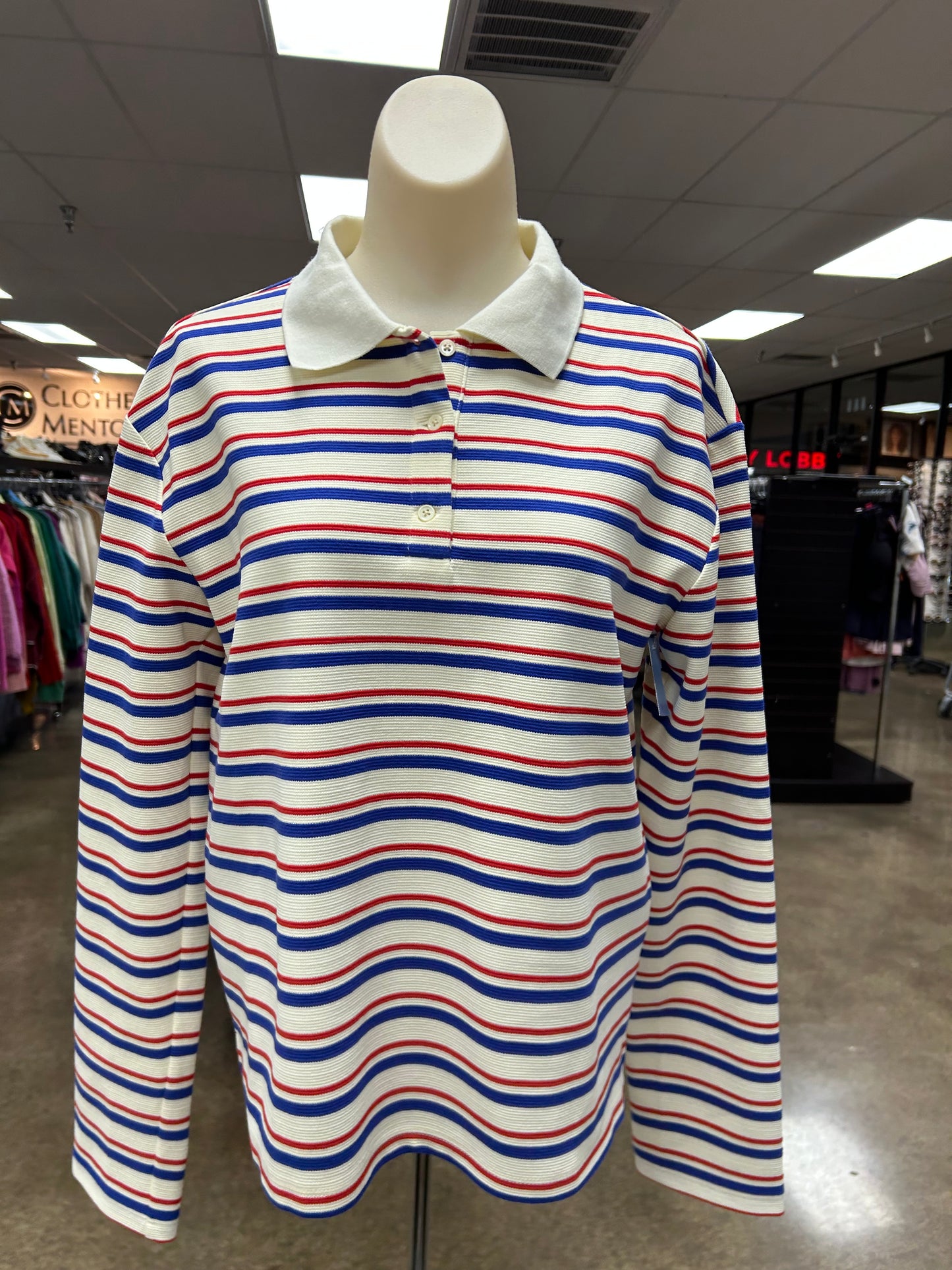 Top Ls By English Factory In Blue & Red, Size:S