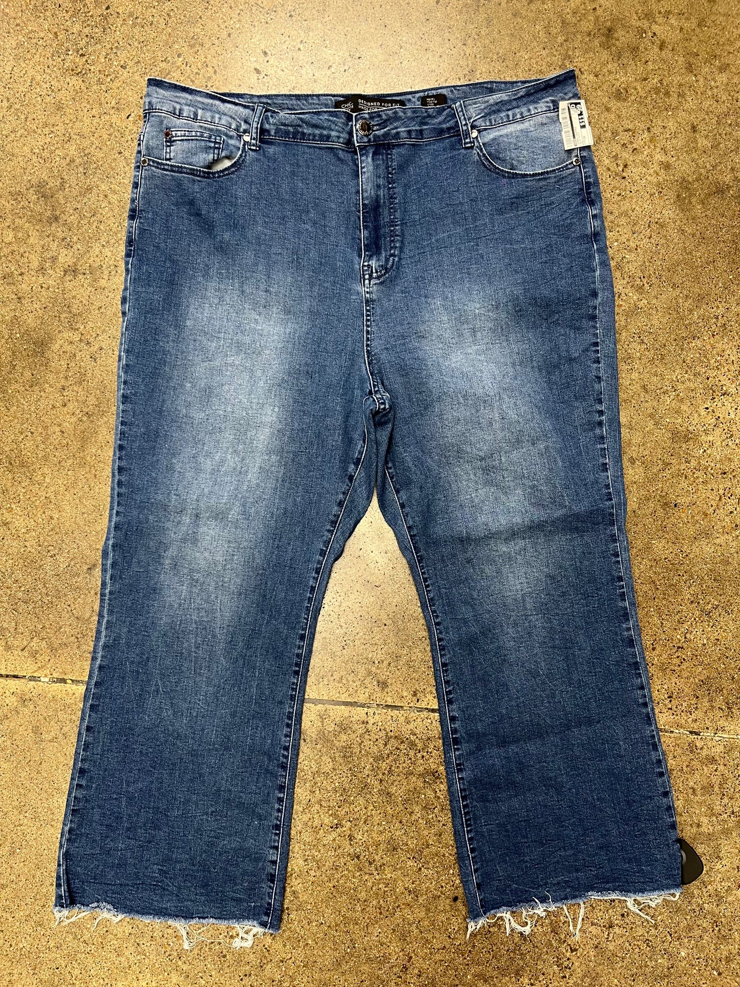 Jeans Cropped By Chic In Blue Denim, Size:22