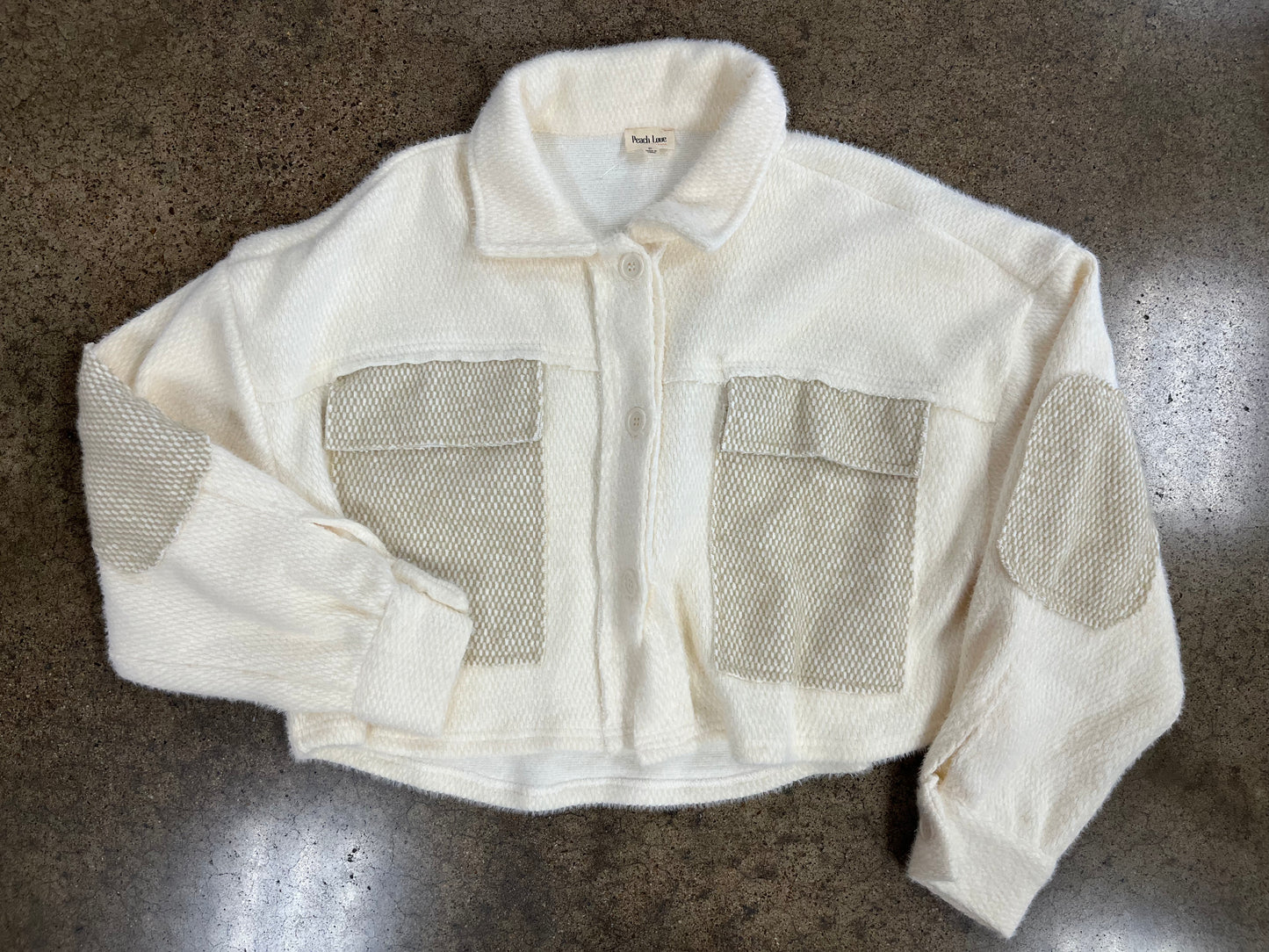 Jacket Shirt By Peach Love Cream California In Cream, Size:M
