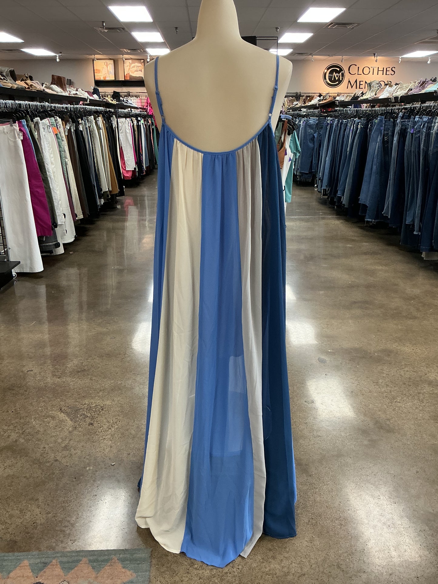 Dress Casual Maxi By Line & Dot In Blue & Cream, Size:S