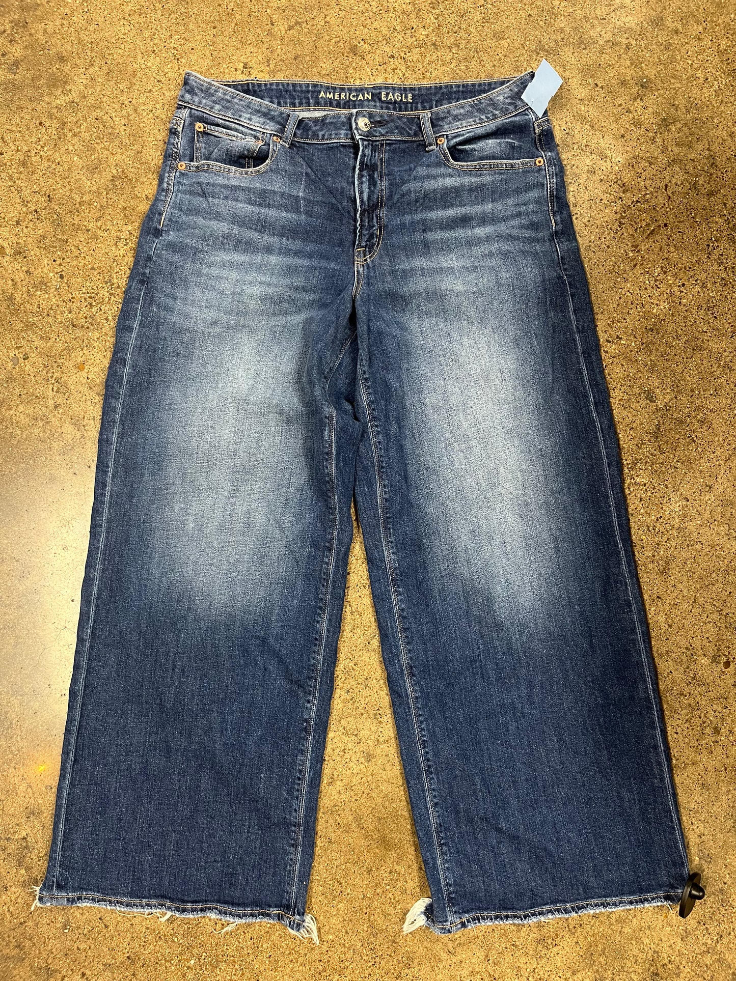 Jeans Wide Leg By American Eagle In Blue Denim, Size:12