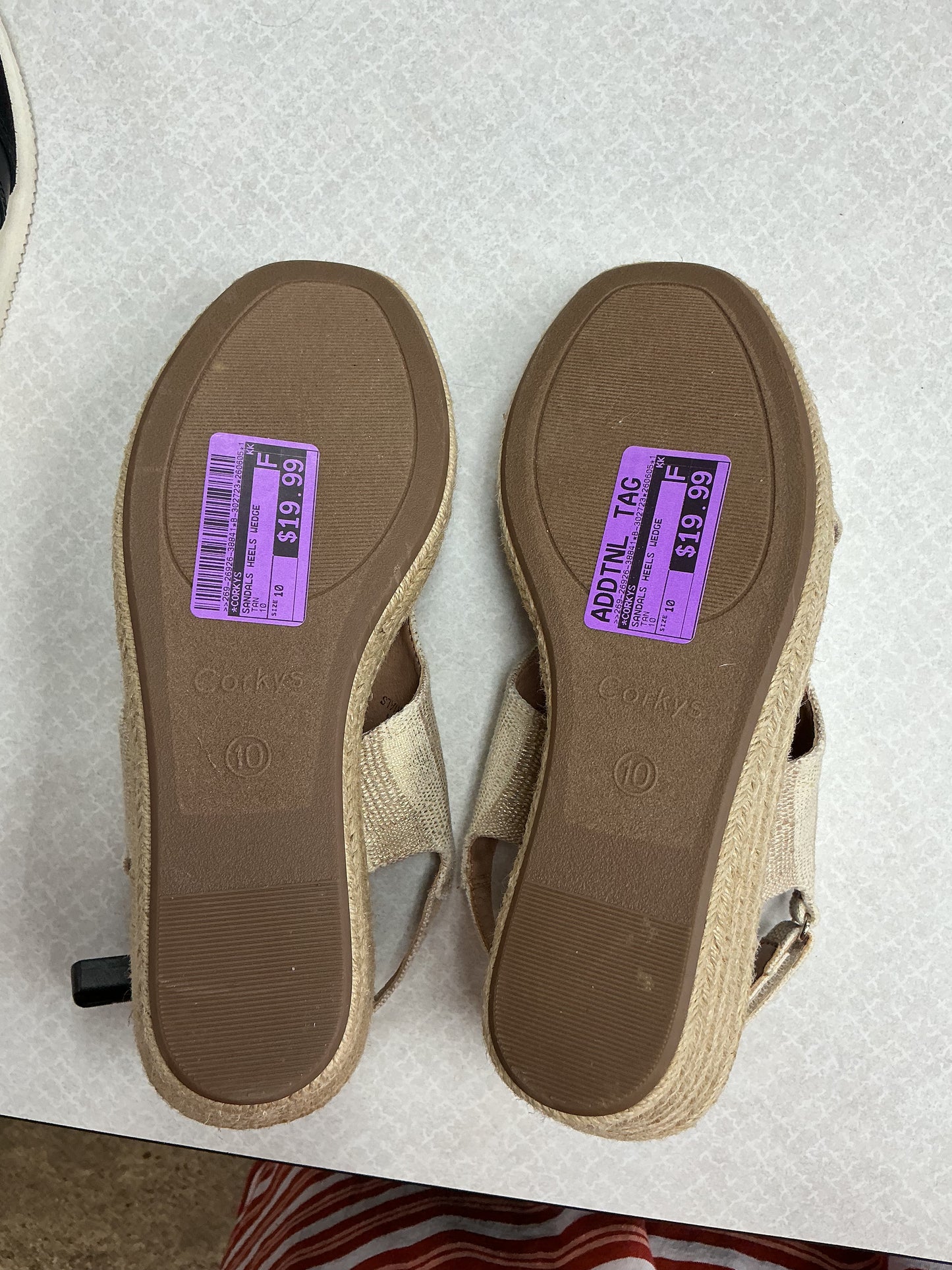 Sandals Heels Wedge By Corkys In Tan, Size:10