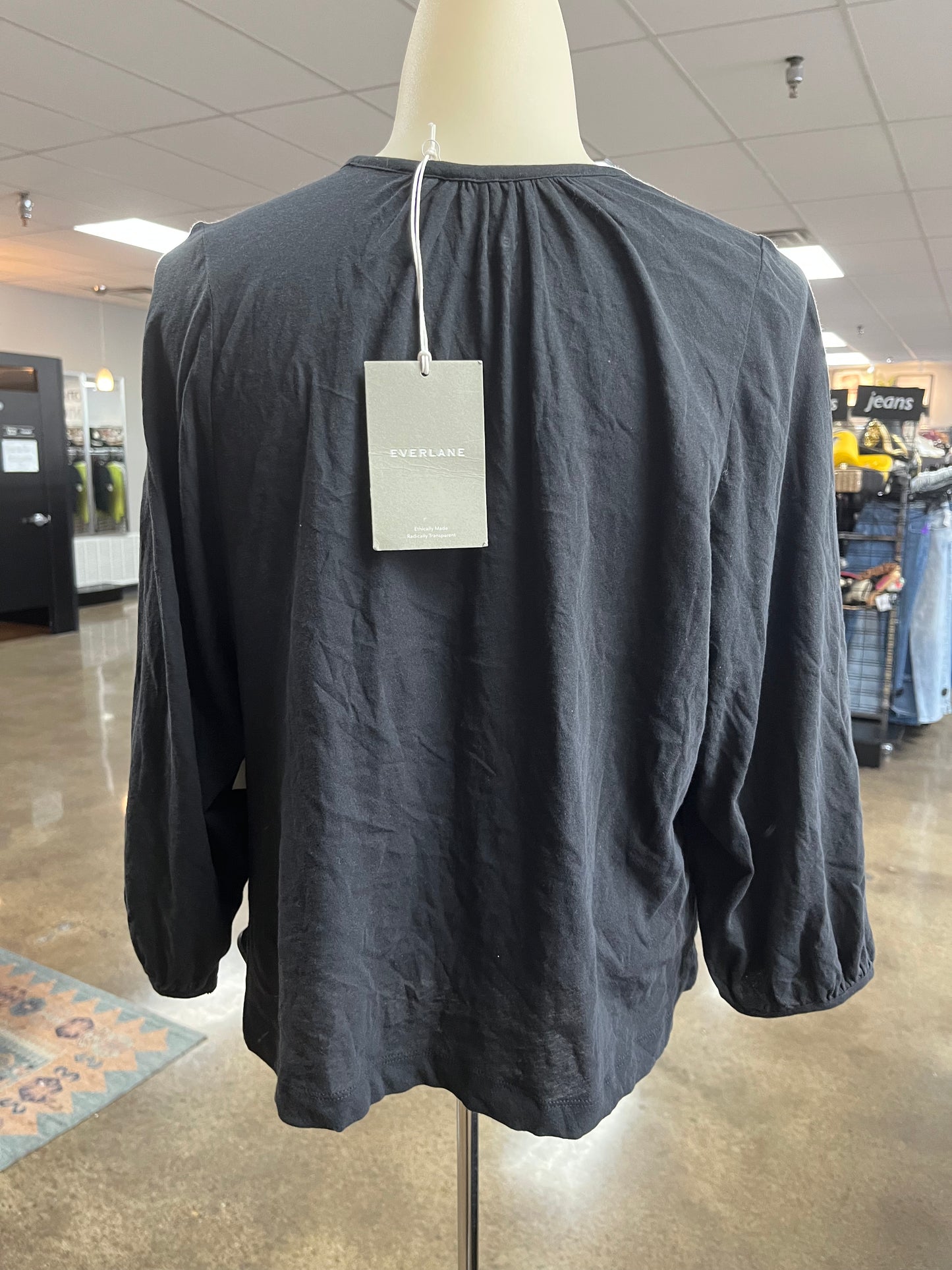 Top 3/4 Sleeve By Everlane In Black, Size:S