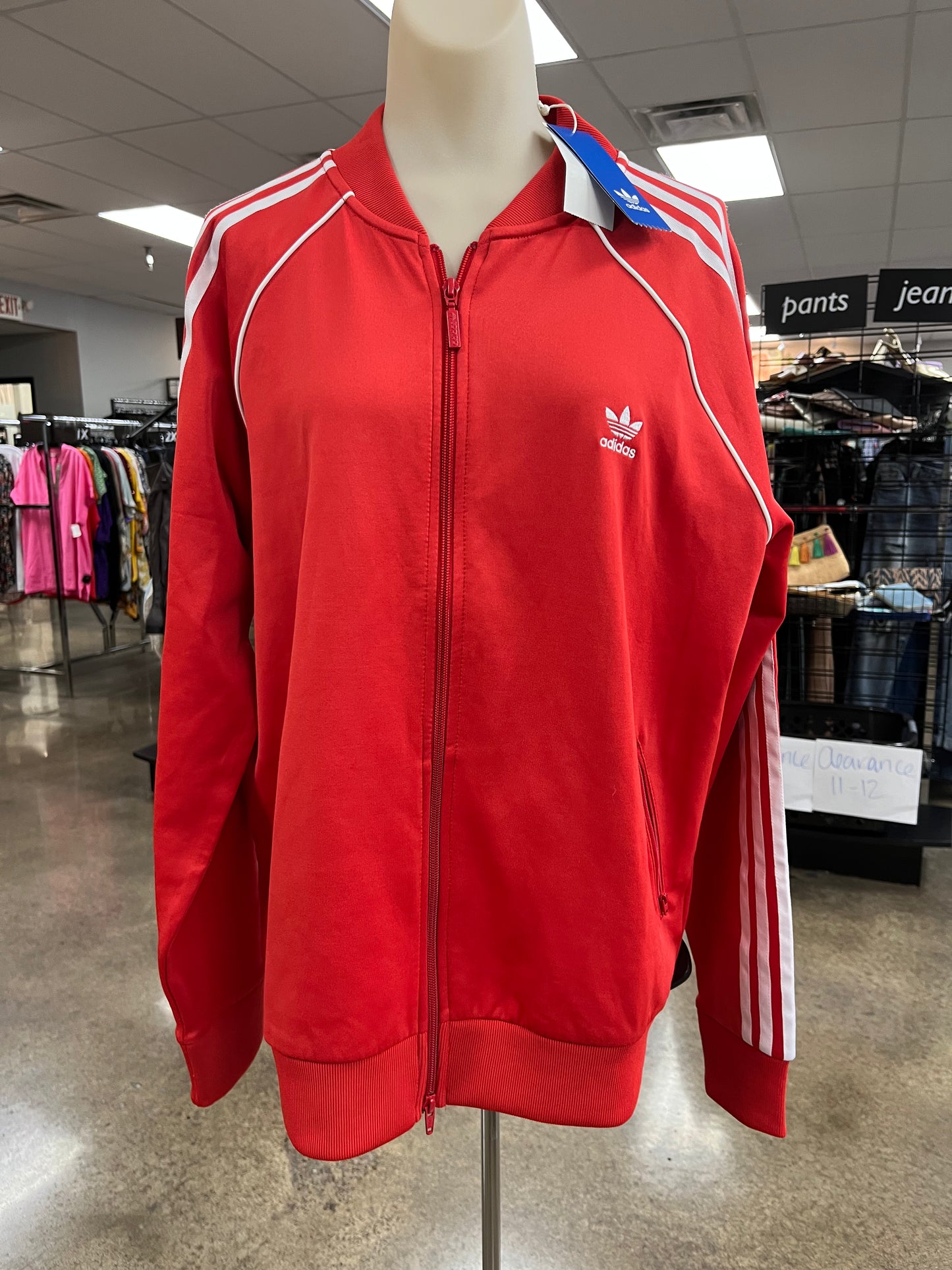 Athletic Jacket By Adidas In Red, Size:Xl