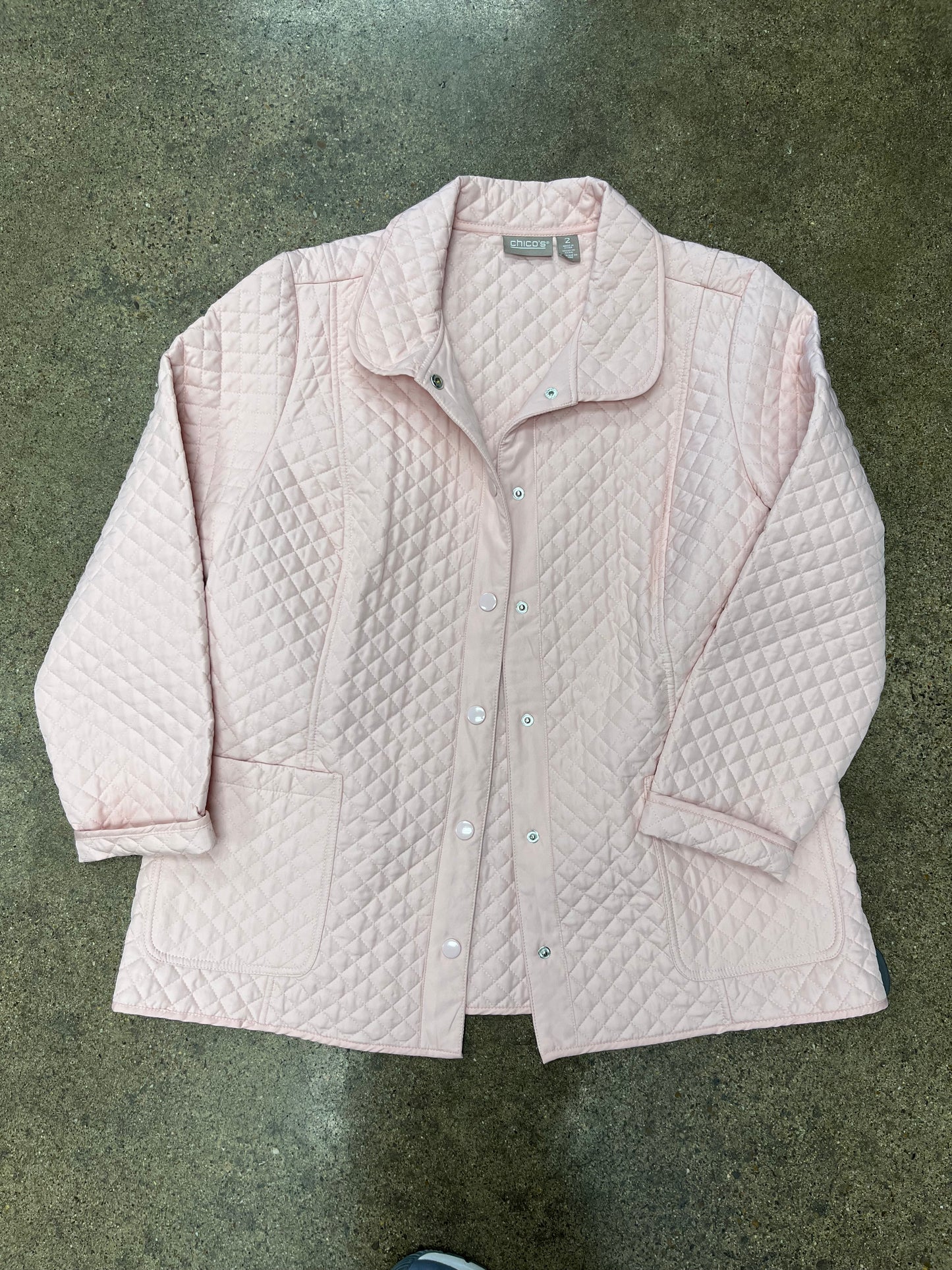 Jacket Puffer & Quilted By Chicos In Pink, Size:L