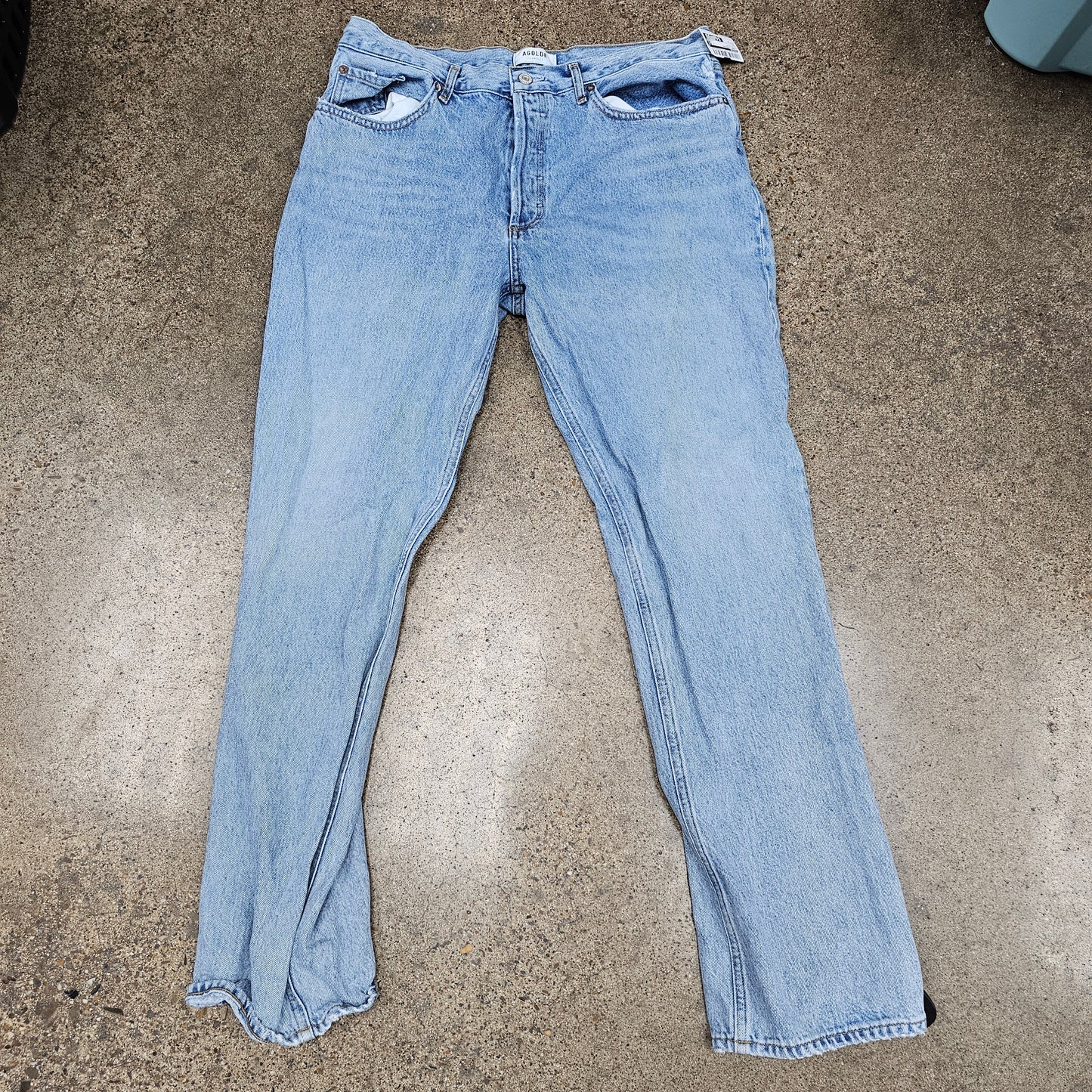 Jeans Straight By Agolde In Blue Denim, Size:14