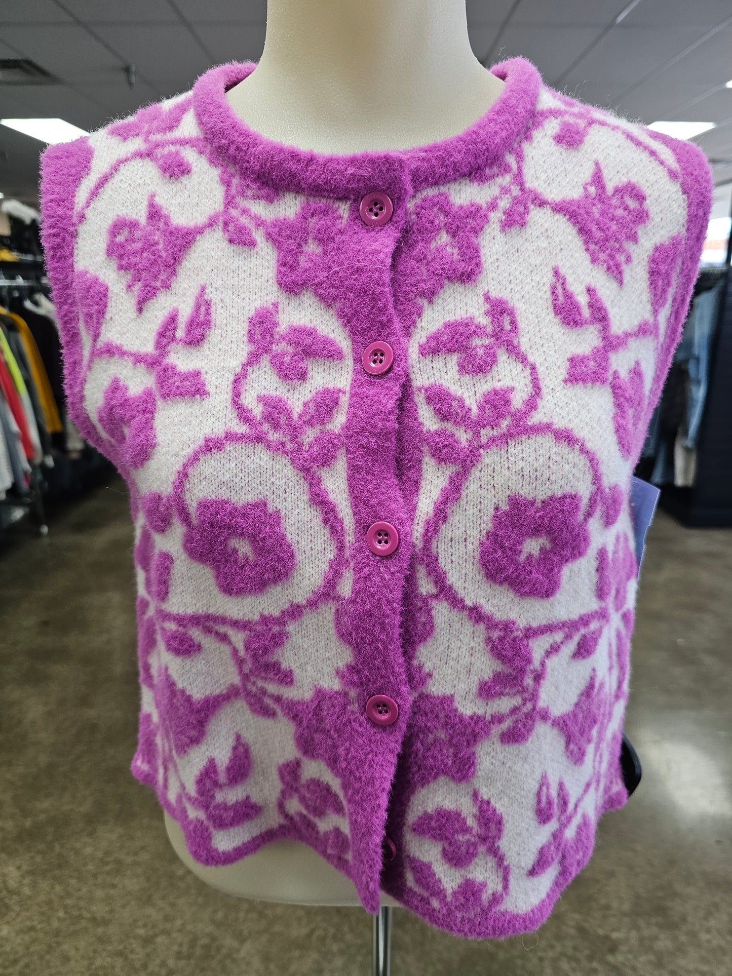 Vest Sweater By Zara In Purple, Size:S