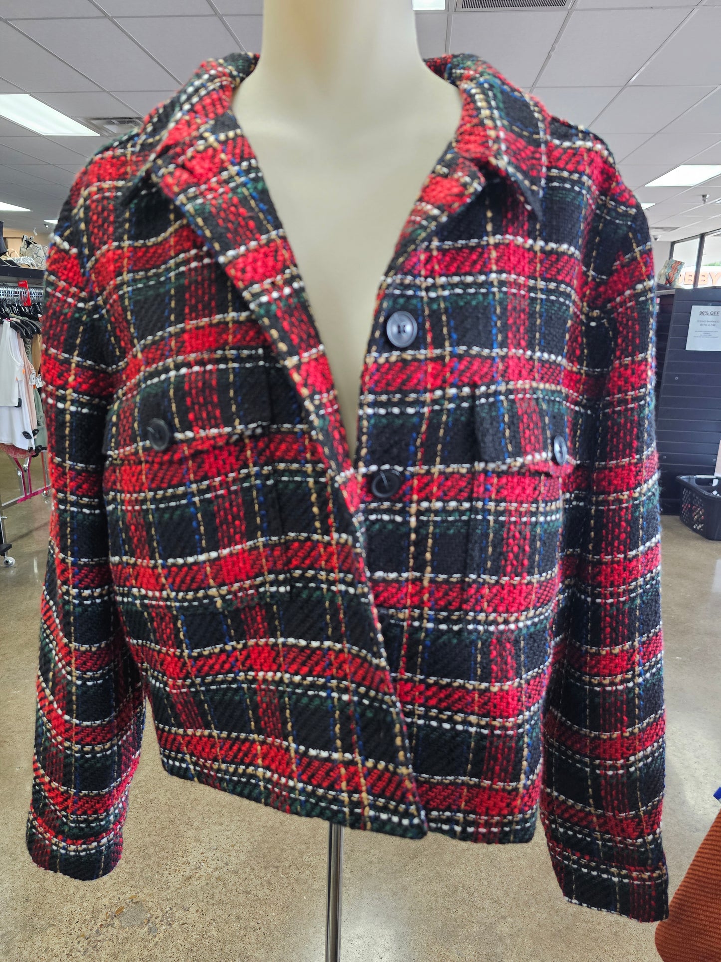 Blazer By Loft In Plaid Pattern, Size:Lp