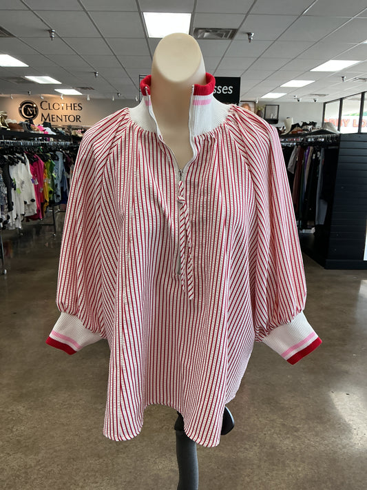 Top Ss By She + Sky In Red & White, Size:M