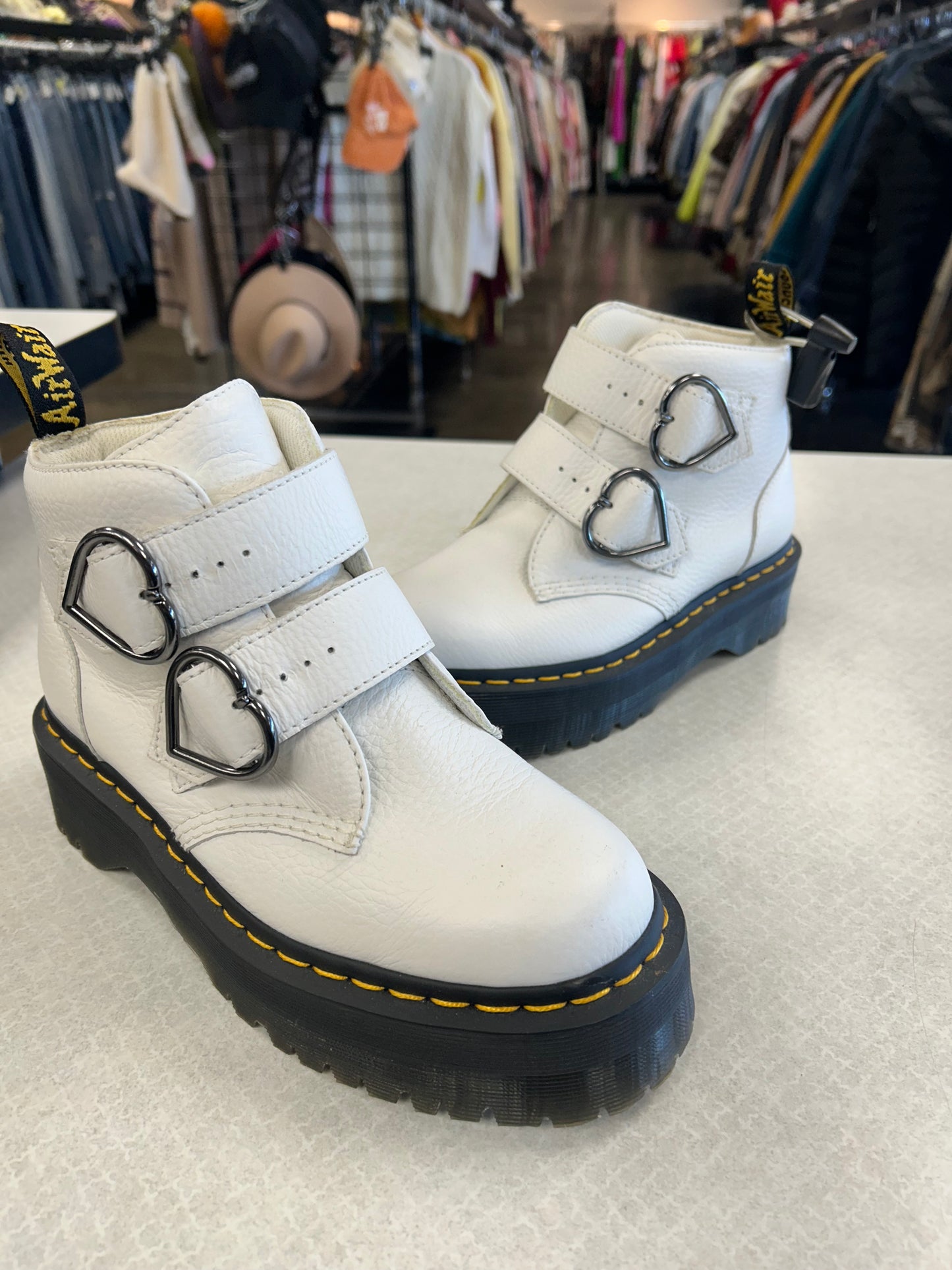 Boots Ankle Flats By Dr Martens In White, Size:8