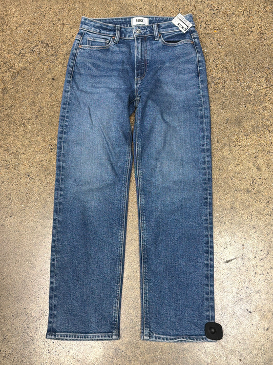 Jeans Straight By Paige In Blue Denim, Size:4
