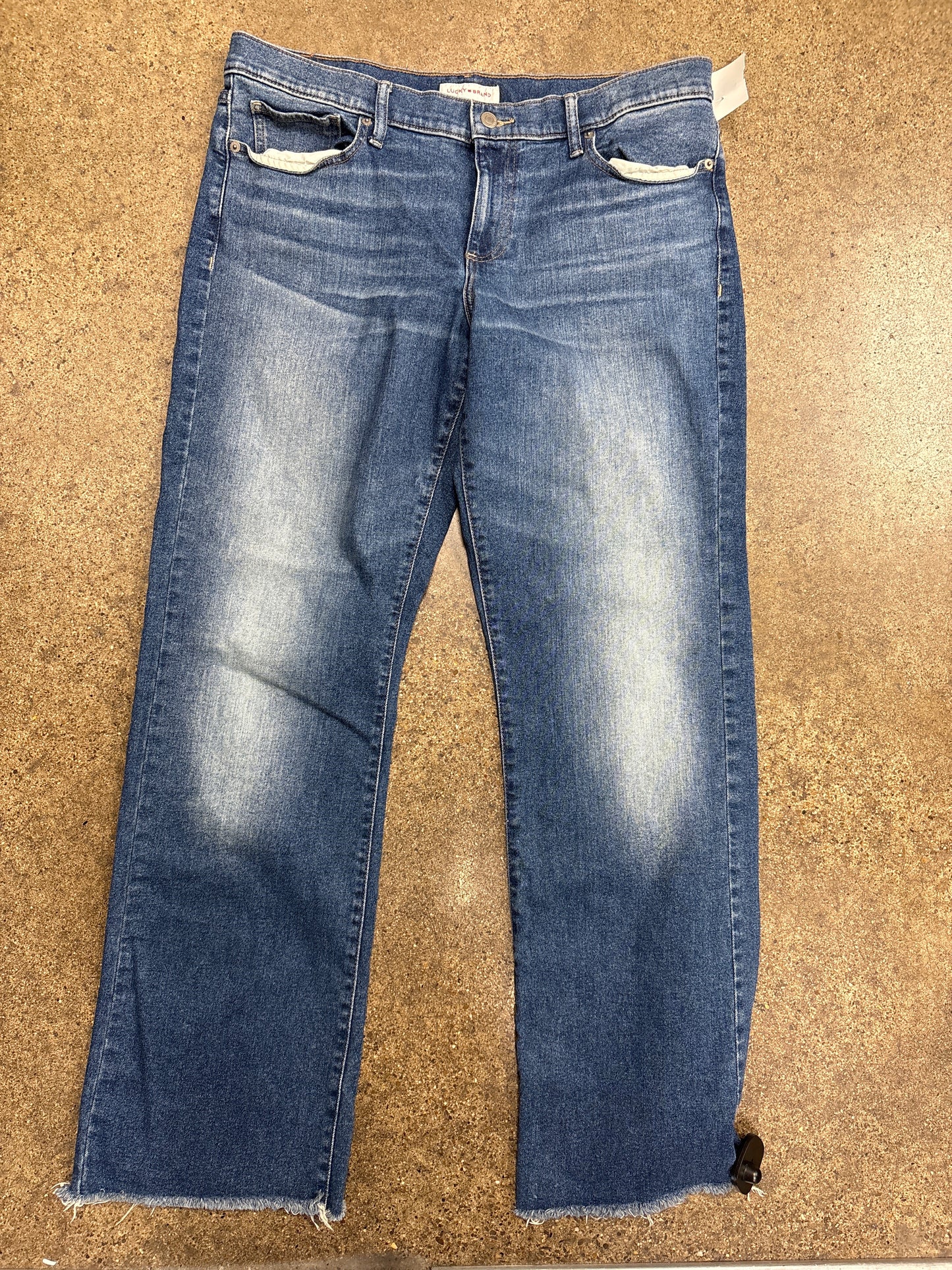 Jeans Straight By Lucky Brand In Blue Denim, Size:12