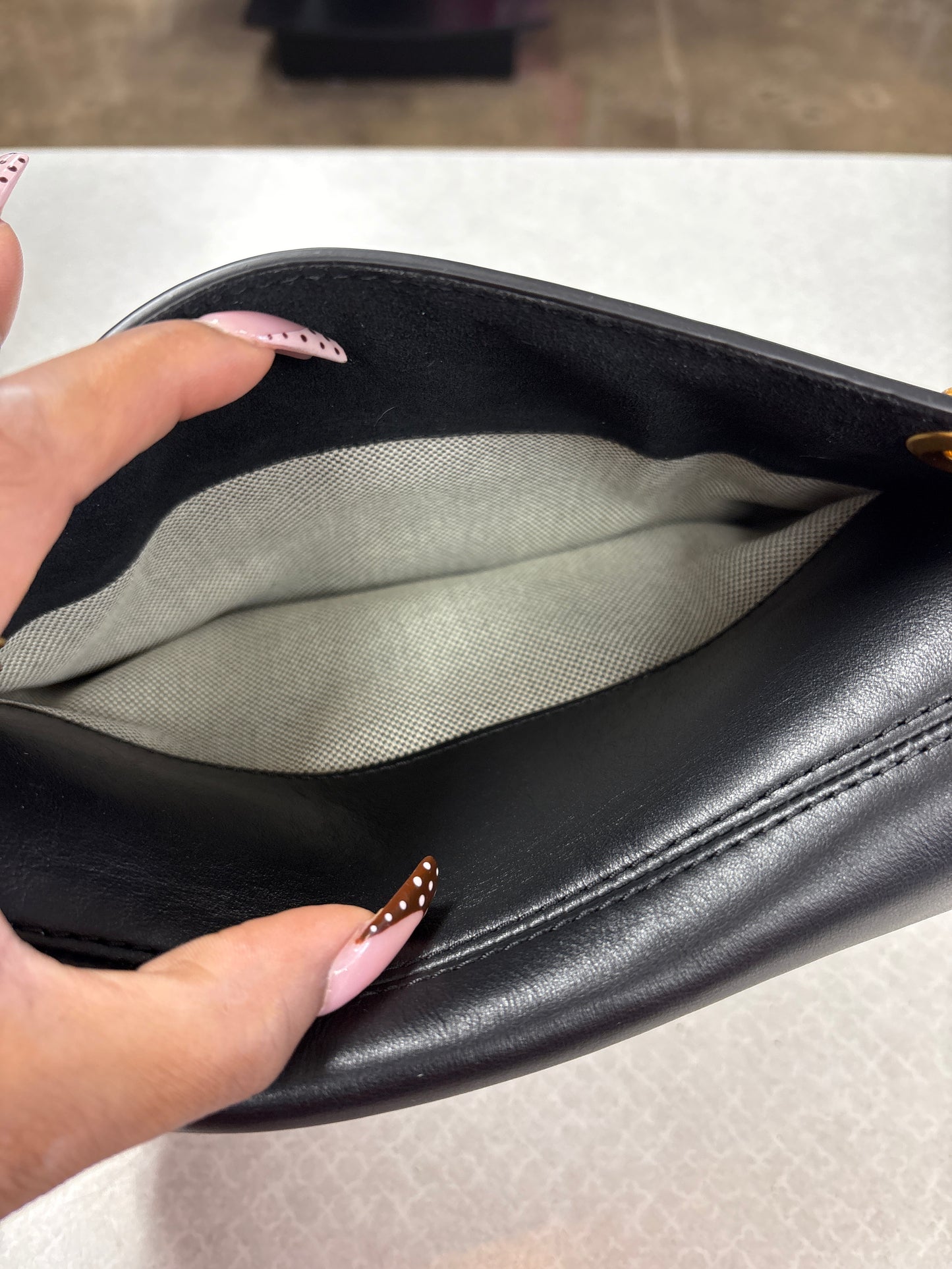 Crossbody Leather By Donna Karan In Black, Size:Medium